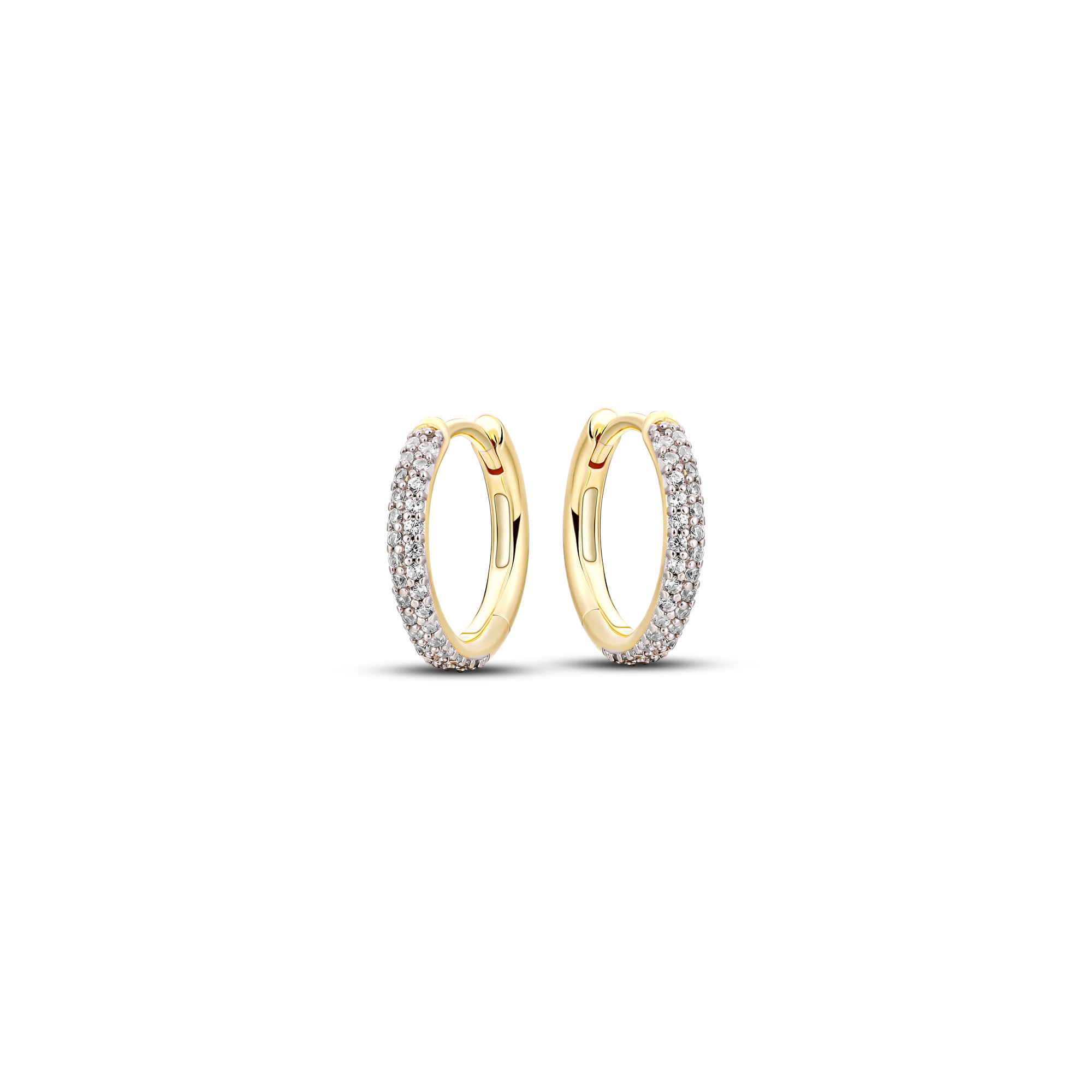 Gold Plated 15mm Pavé Zirconia Hoops