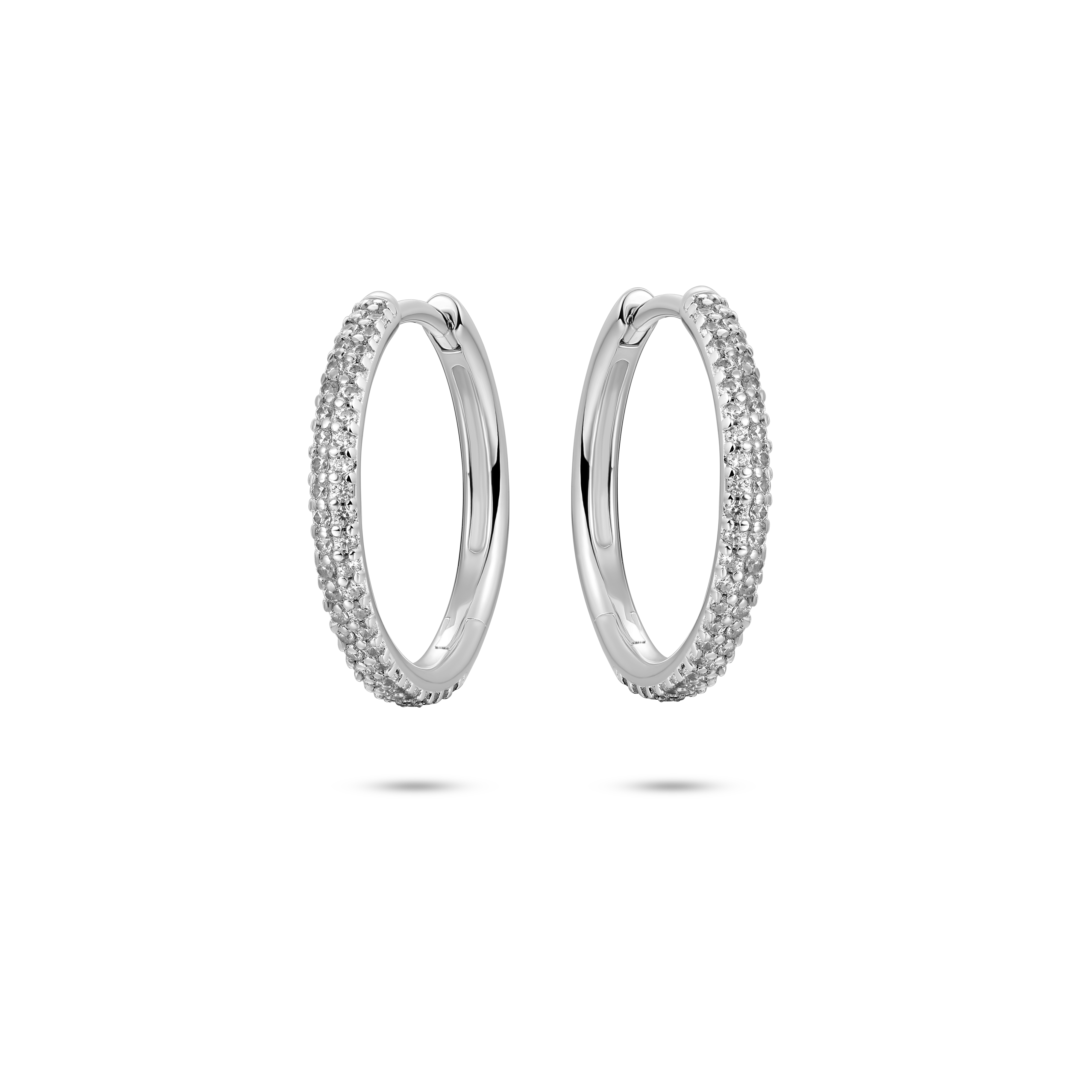 Sterling Silver 20mm Pavé Zirconia Hoops