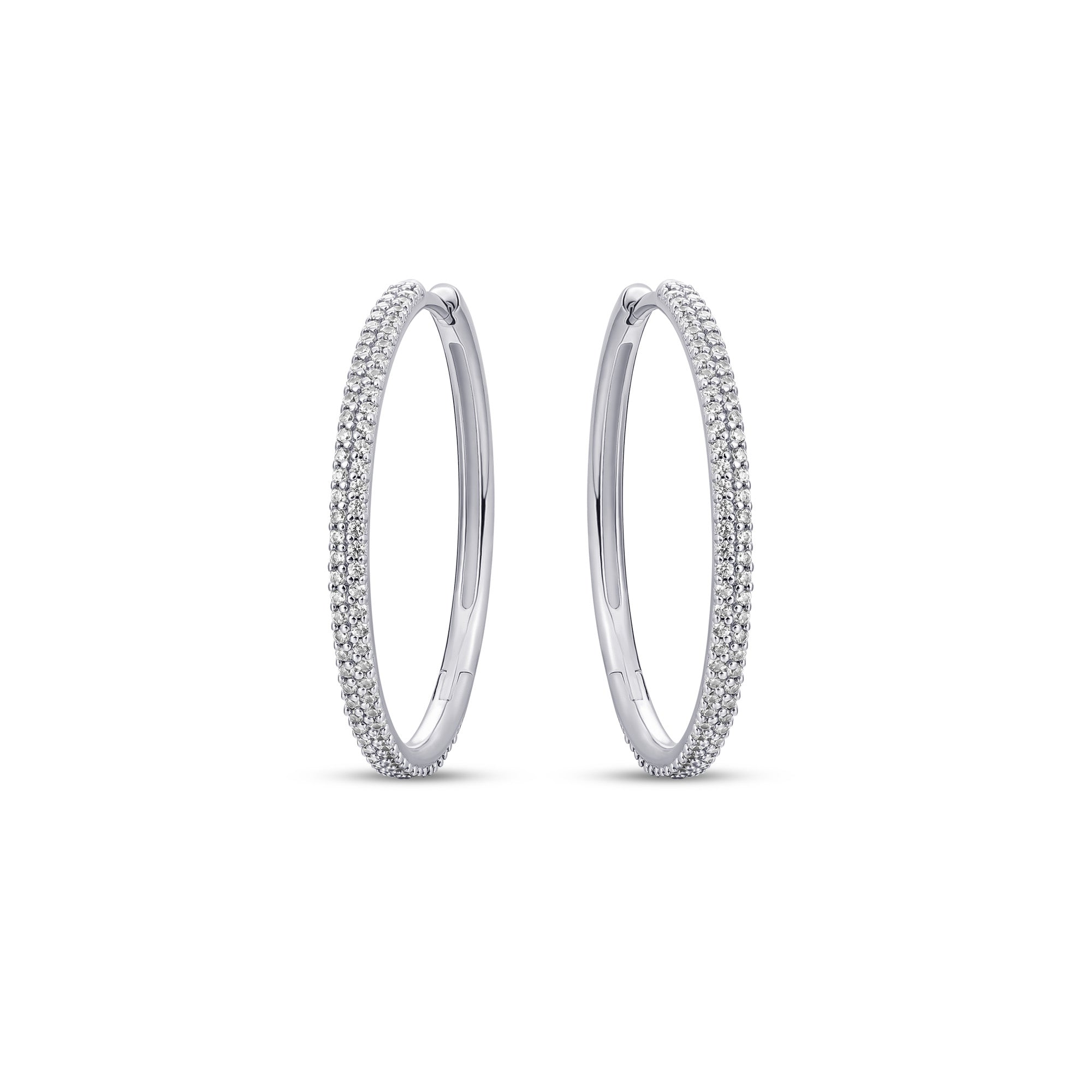 Sterling Silver 30mm Pavé Zirconia Hoops