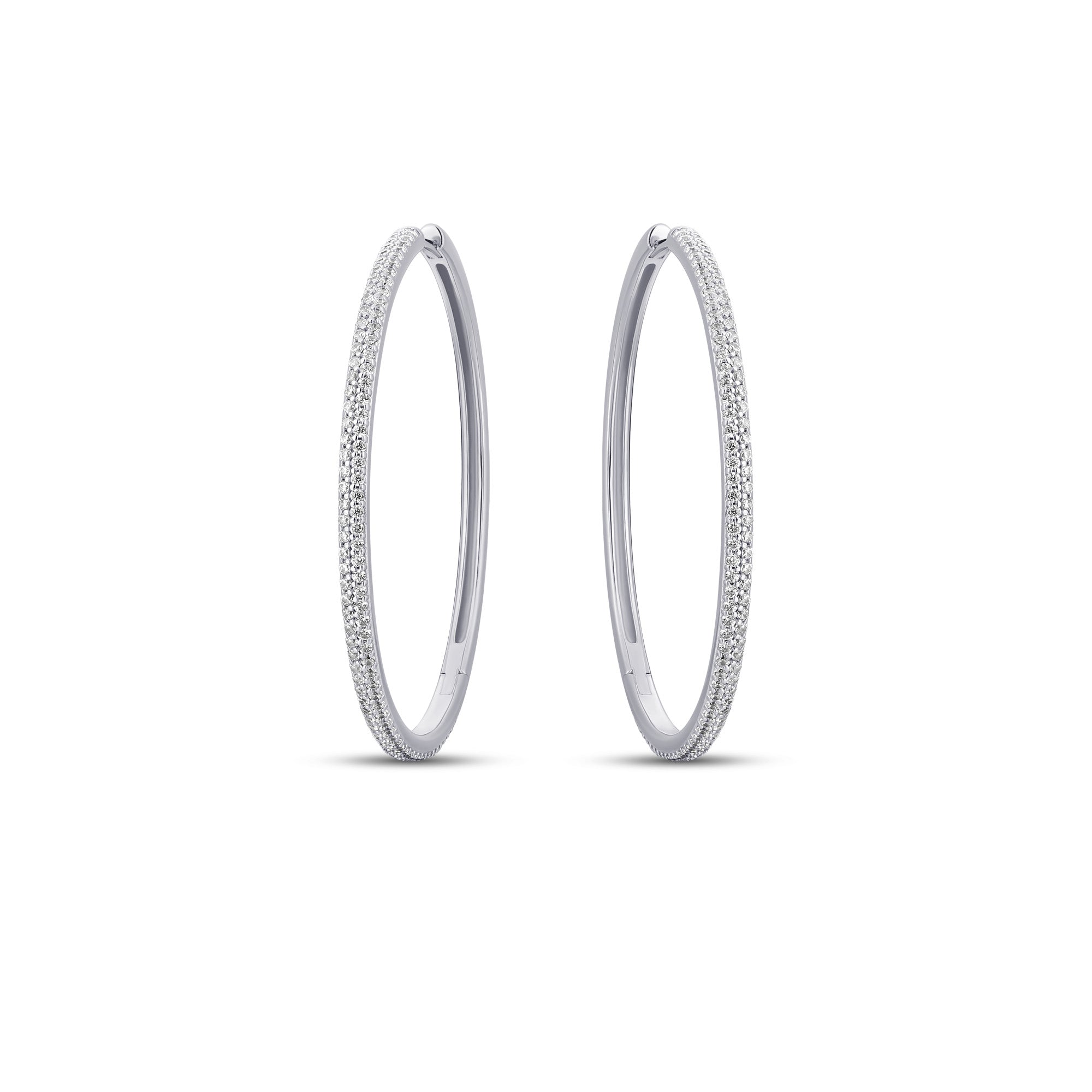 Sterling Silver 40mm Pavé Zirconia Hoops