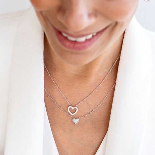 Sparkling Heart Necklace Silver Rhodium Plated Gisser Jewels