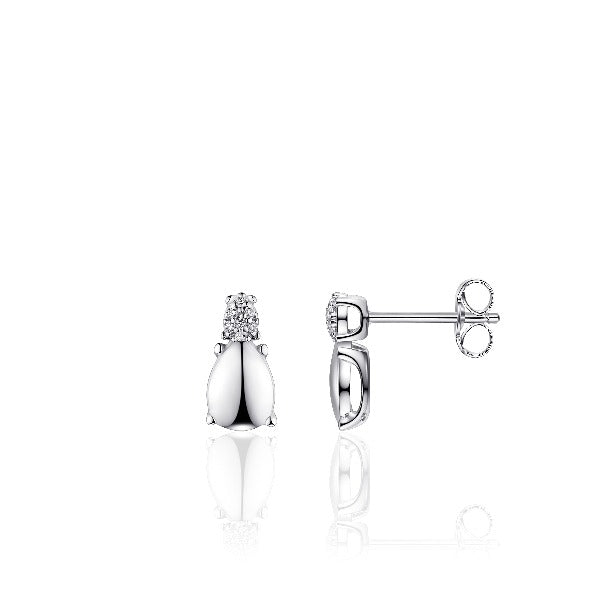 Pave Drop Silver Ear Studs Gisser Jewels