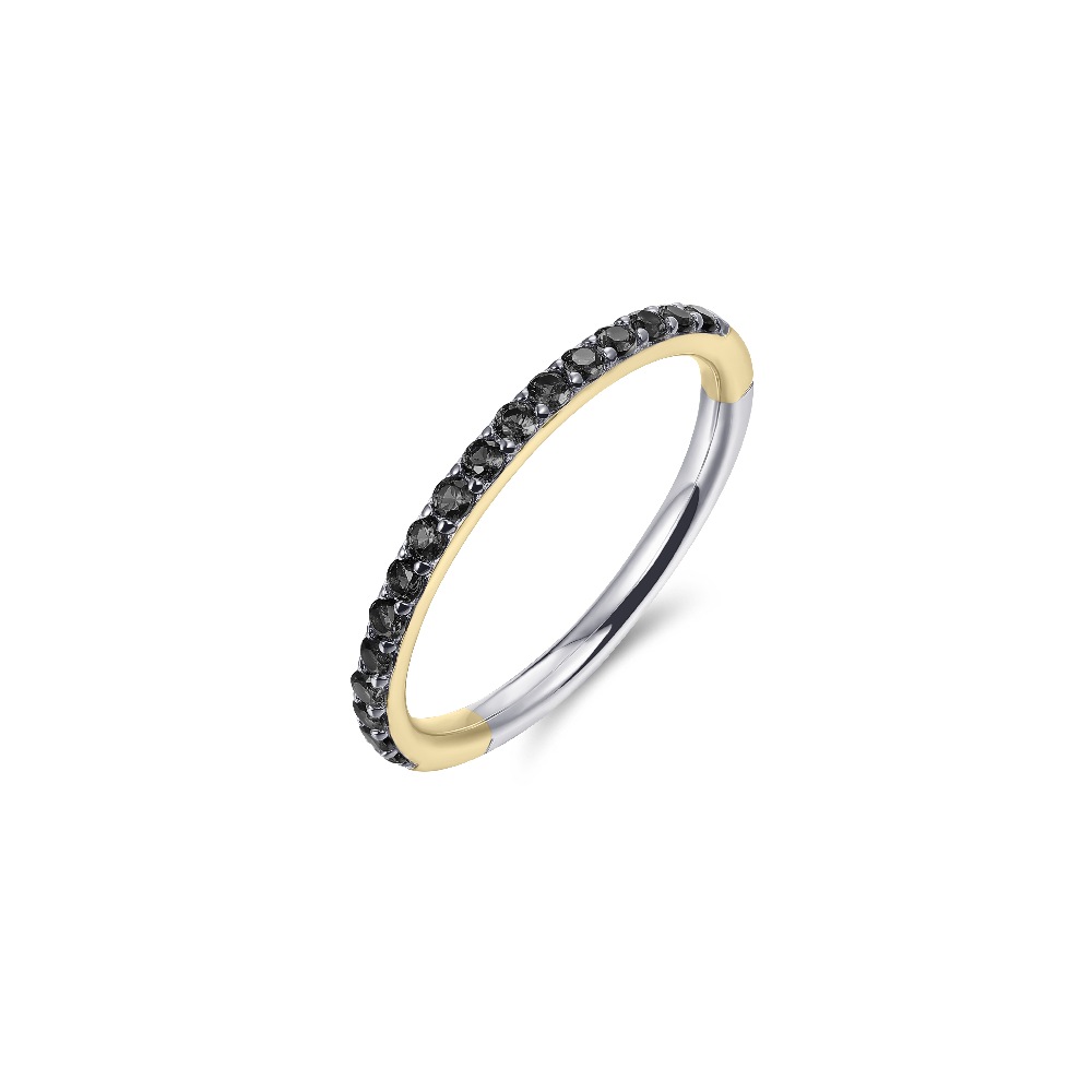 Black Pave Stacking Ring | Silver Gold Plated | Gisser Jewels