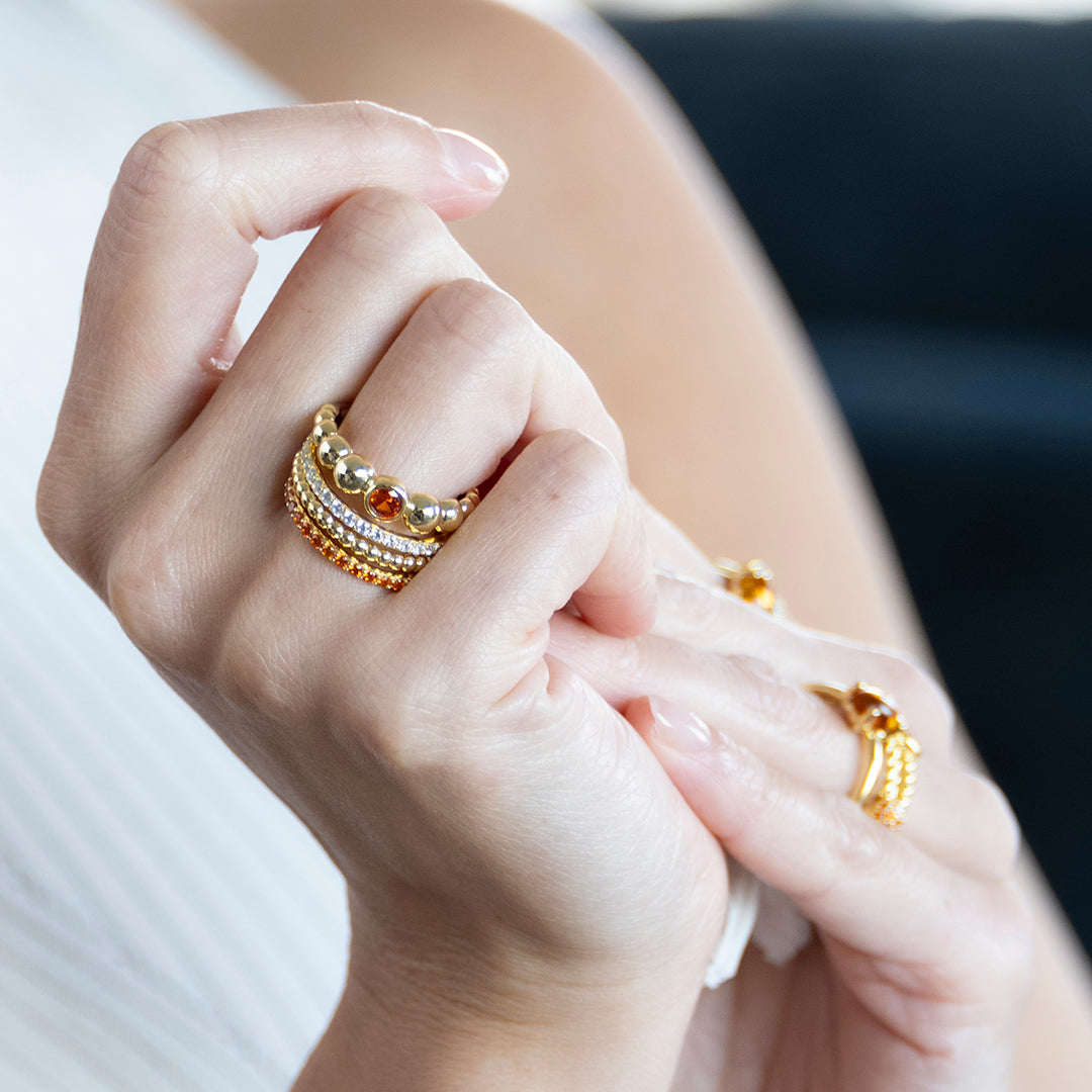 Pave Stackable Ring | Silver Gold Plated | Gisser Jewels-2