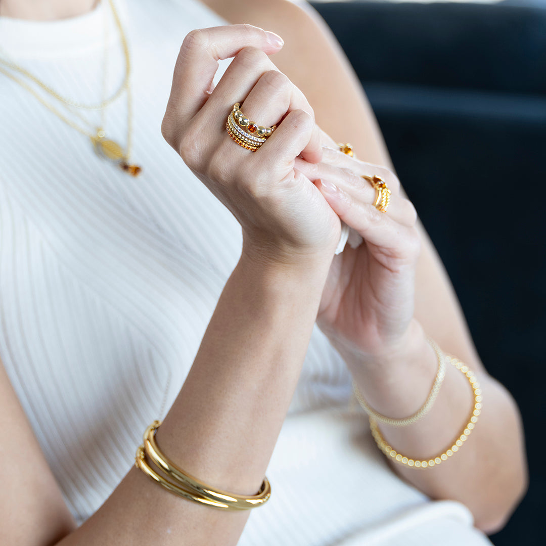 Pave Stackable Ring | Silver Gold Plated | Gisser Jewels-5