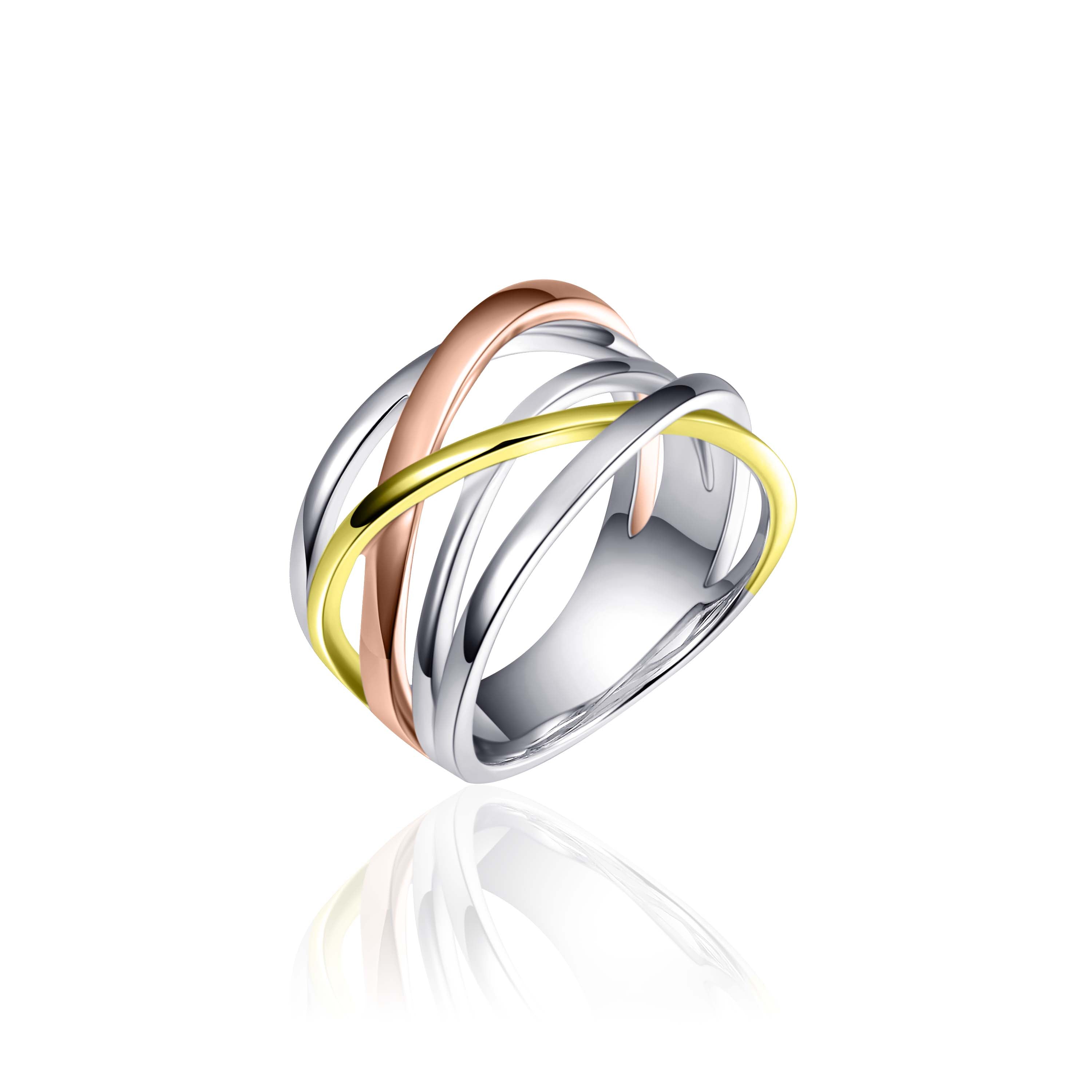 Triple Crossover Tri-color Statement Ring