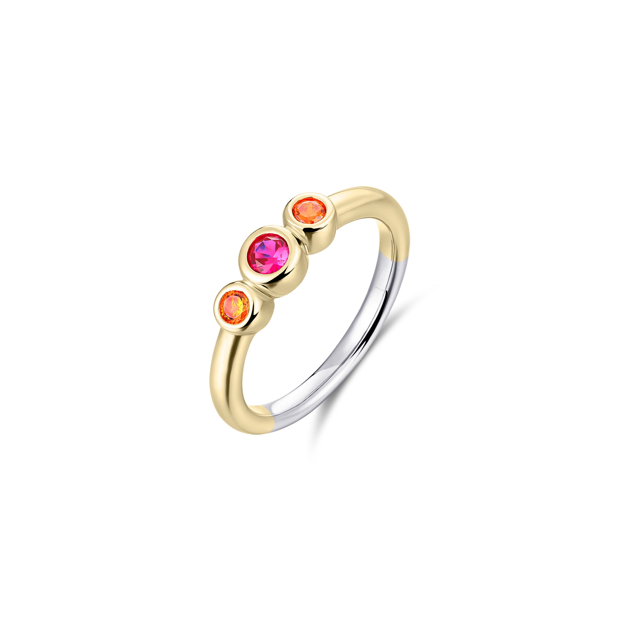 Gold Plated Pink Triple Bezel Ring