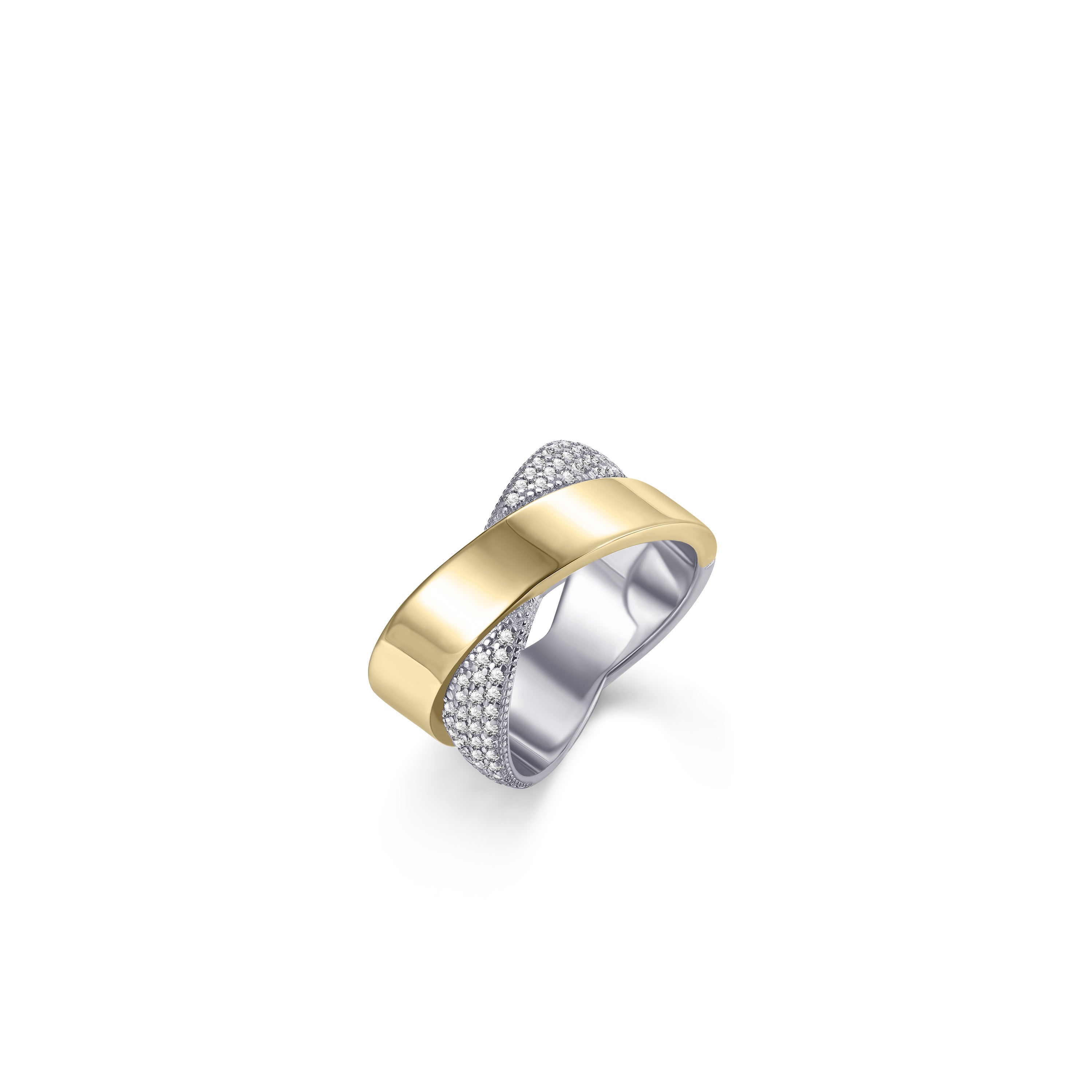 Crossover Pave Gold Plated Ring