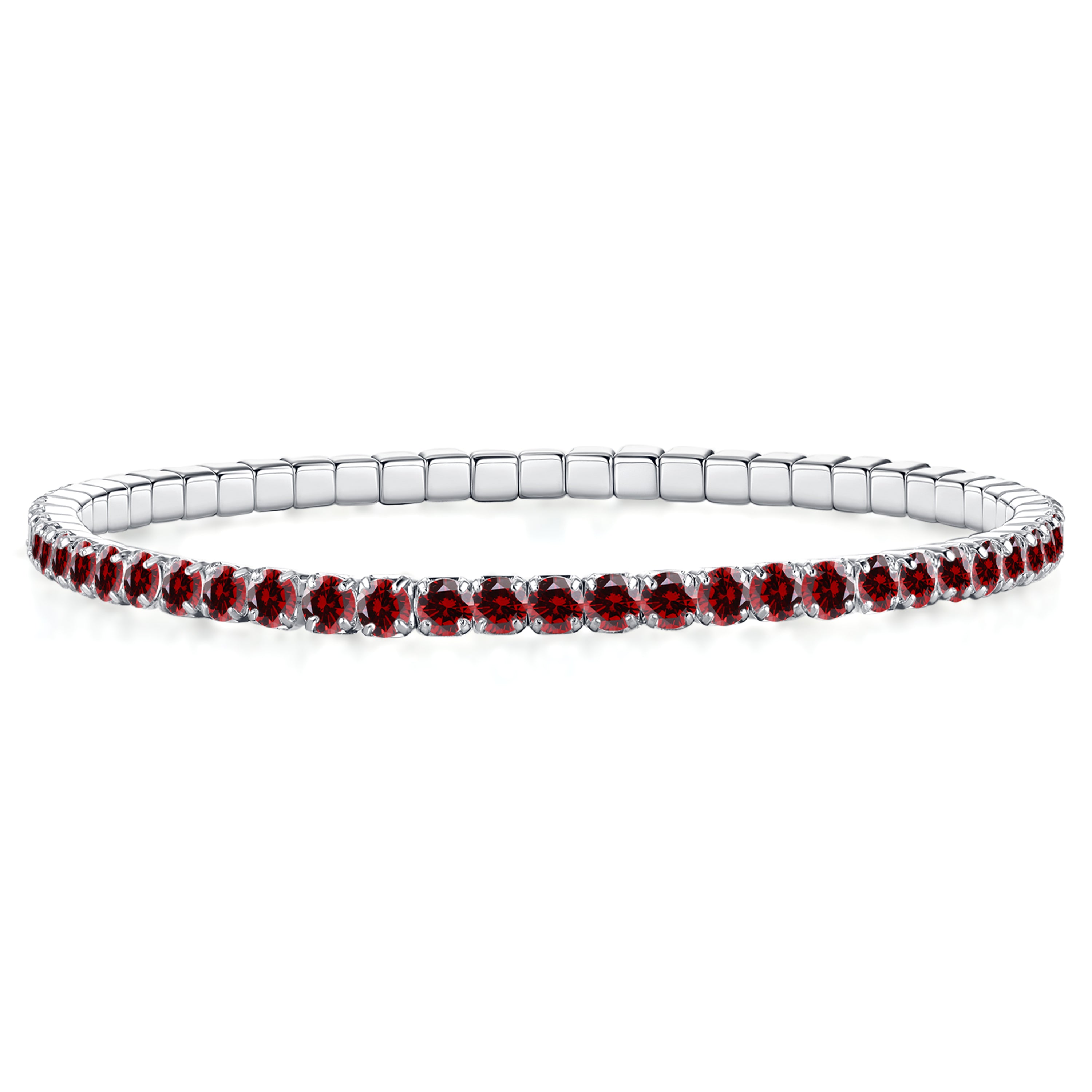 Stretch tennis bracelet with red Zirconia
