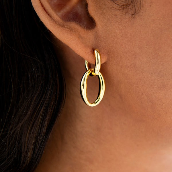 Shimmering Oval Ear Charms | Gold Plated Silver Gisser Jewels