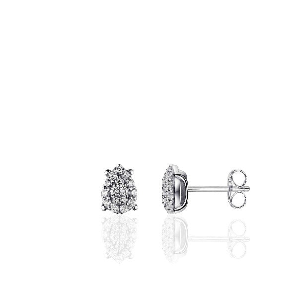 Silver Pave Drop Earrings Gisser Jewels