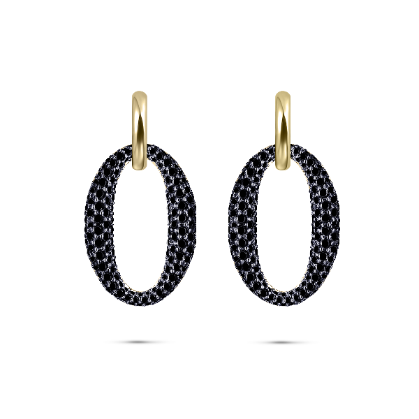 Sparkling Black Oval Ear Charms | Silver Gisser Jewels