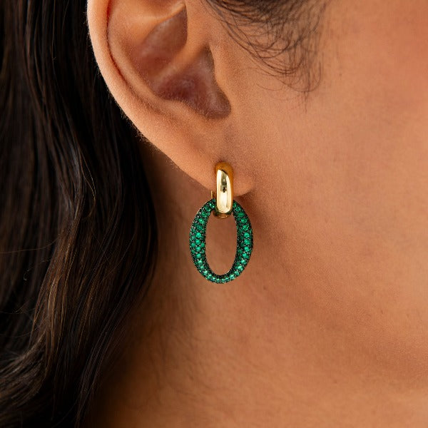 Sparkling Emerald Green Oval Ear Charms | Silver Gisser Jewels
