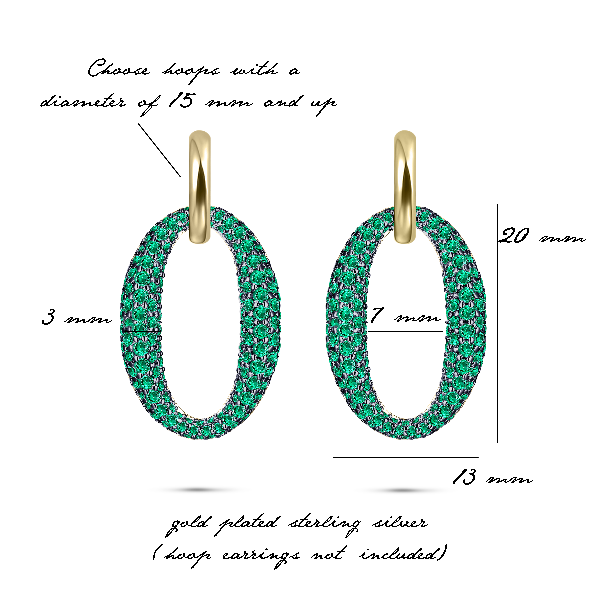 Sparkling Emerald Green Oval Ear Charms | Silver Gisser Jewels