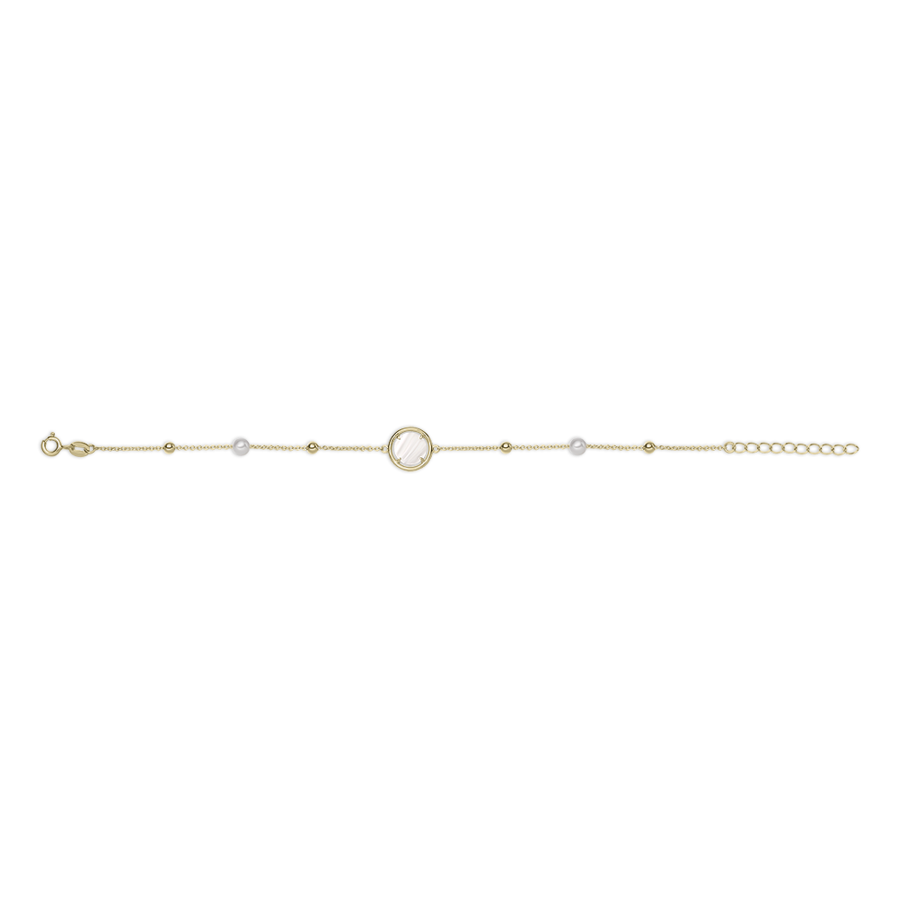 Icon Coin and Beads Bracelet 14k Gold Mother of Pearl