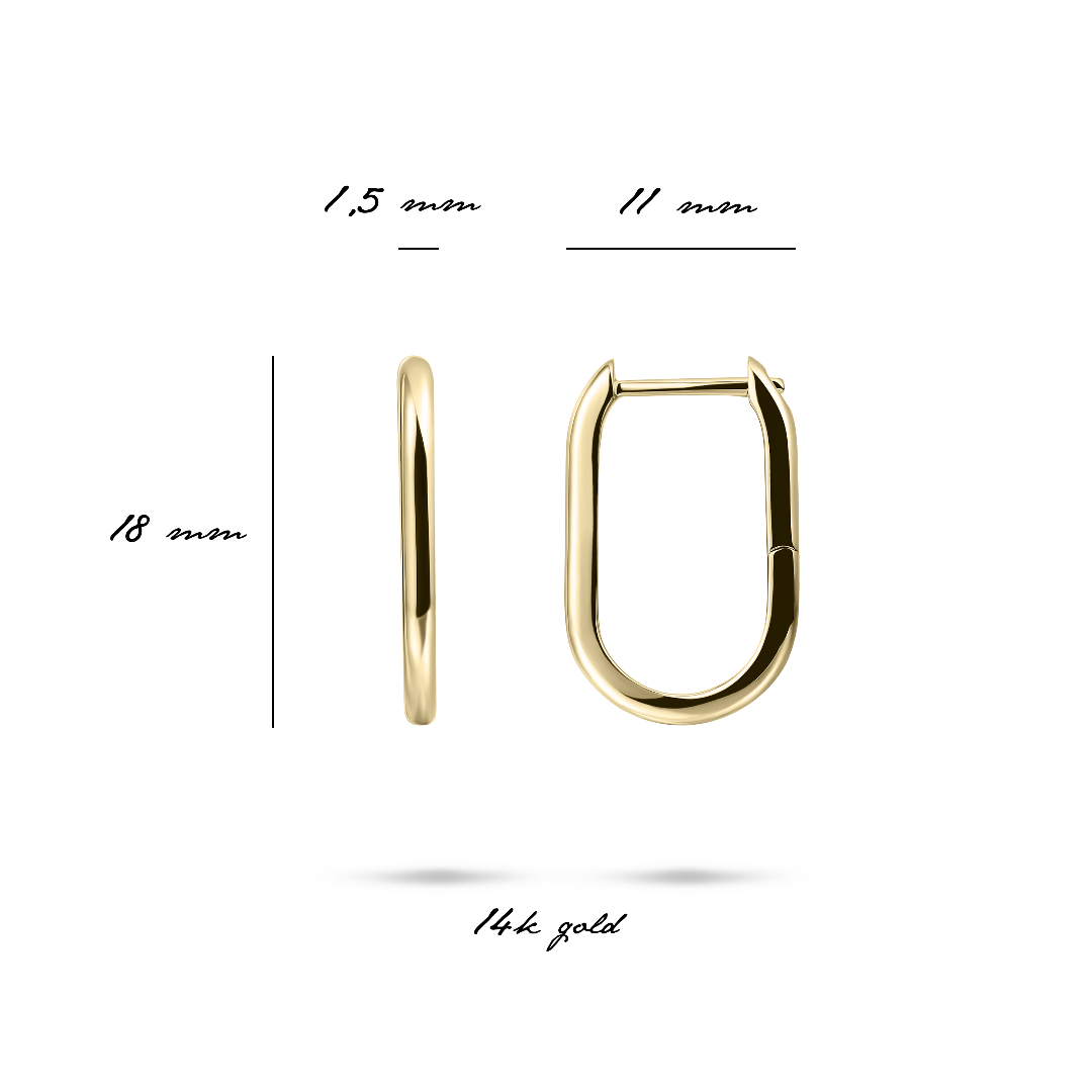 Paperclip Hoop Earrings | 14k Yellow Gold | Gisser Jewels-4