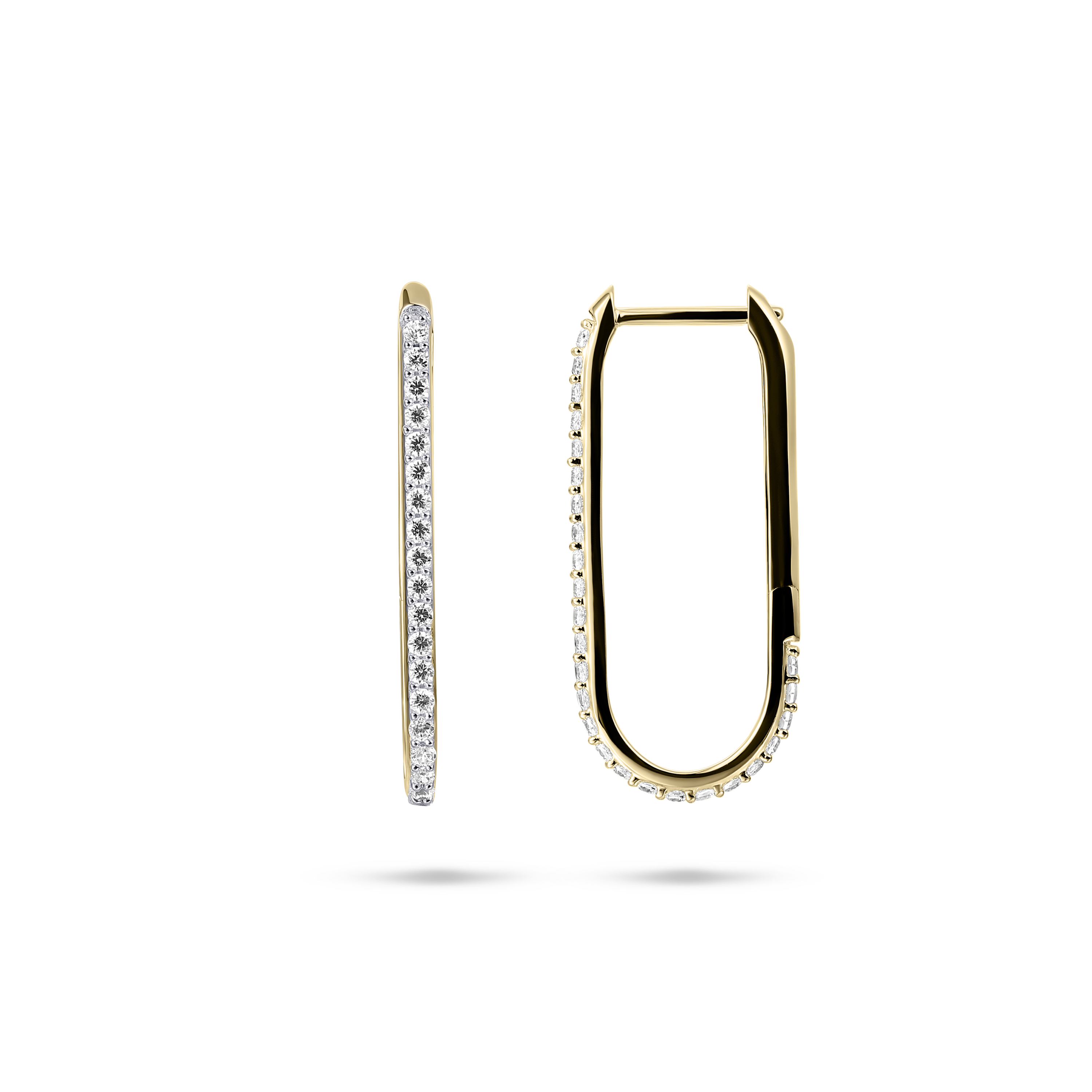 Long Sparkling Hoop Earrings 25 mm 14k Gold Gisser Jewels