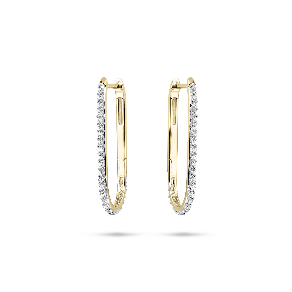 Long Sparkling Hoop Earrings 25 mm 14k Gold Gisser Jewels 