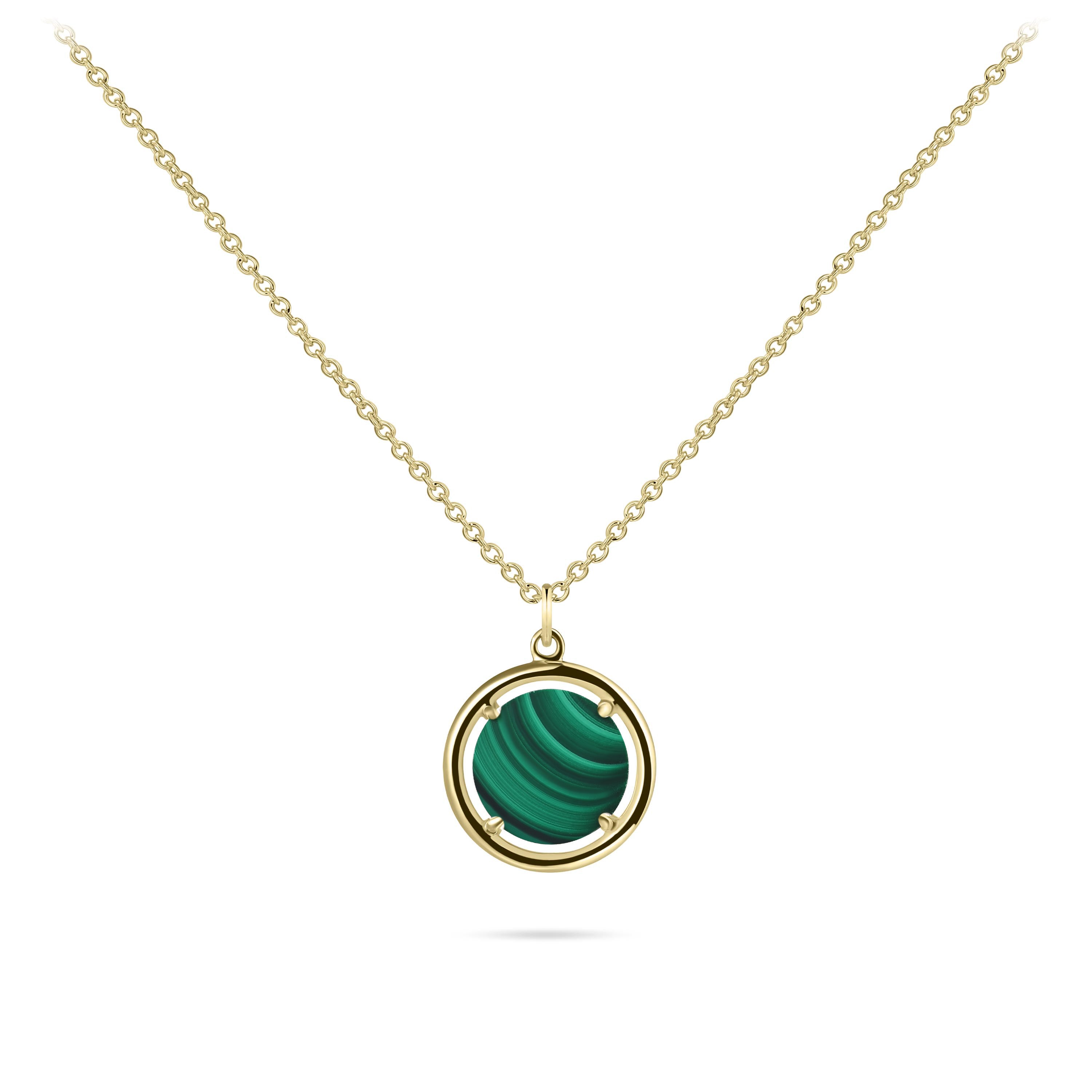 Icon Coin Necklace Green Malachite