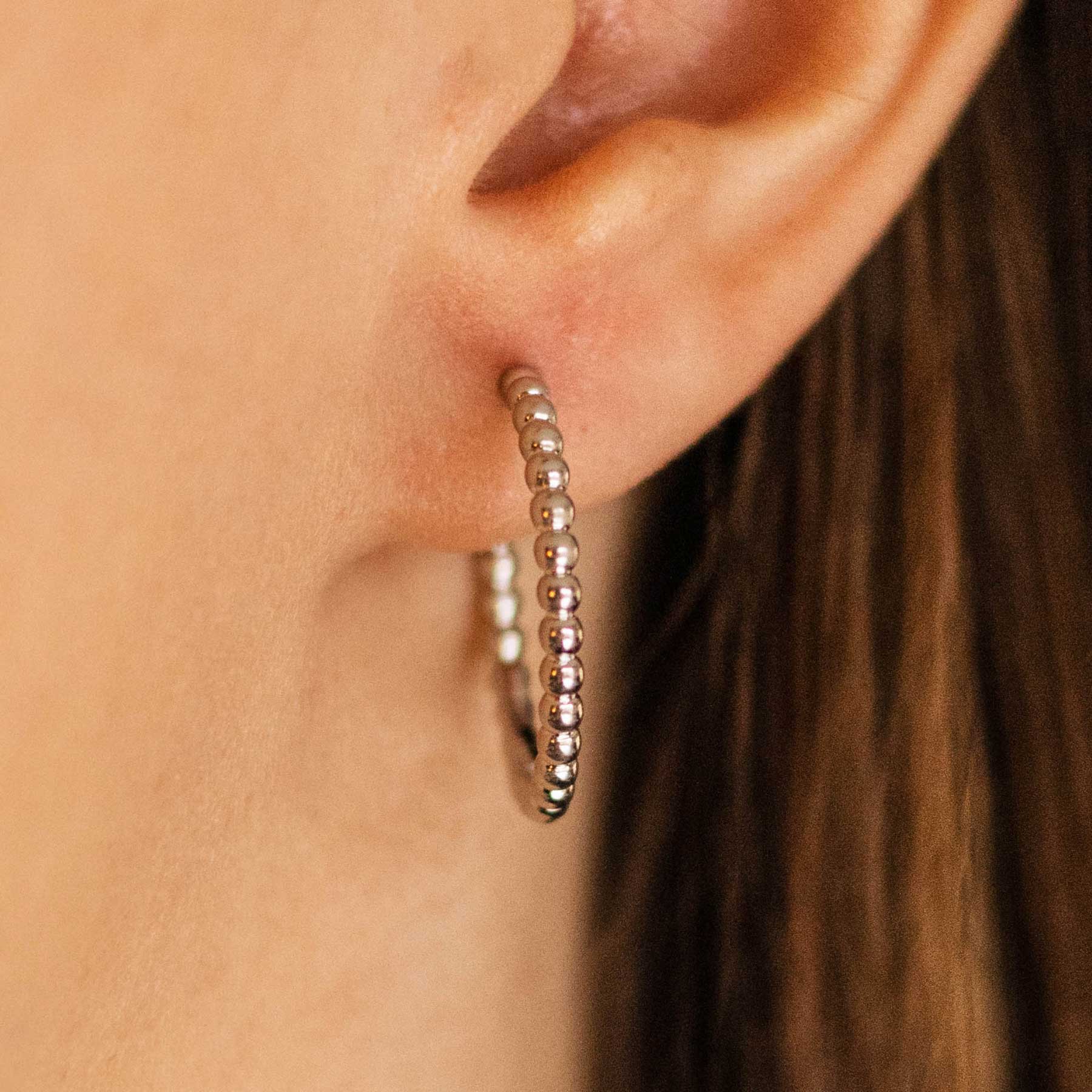 Gisser Jewels Earrings Silver Beaded Hoops