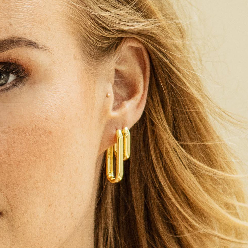 Bold 4 mm Long Hoop Earrings Gisser Jewels