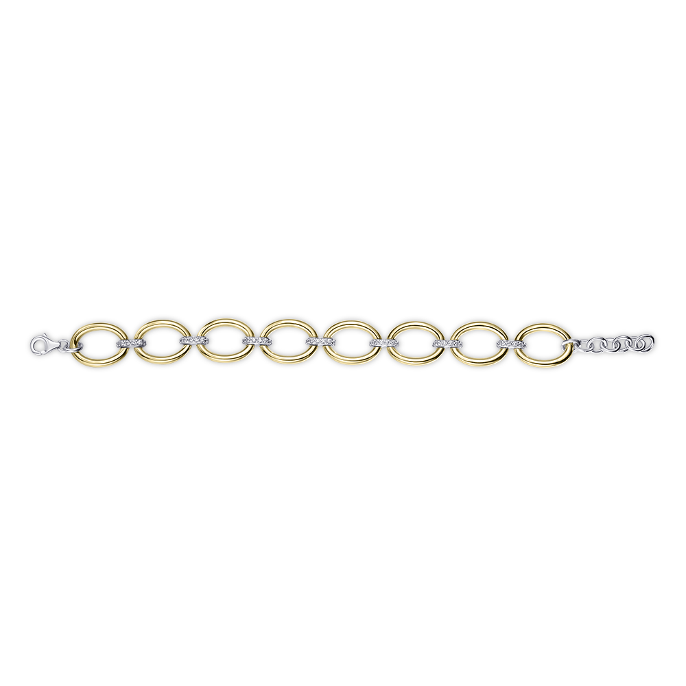 Gisser Jewels Gold Plated Silver Link Bracelet with Stones