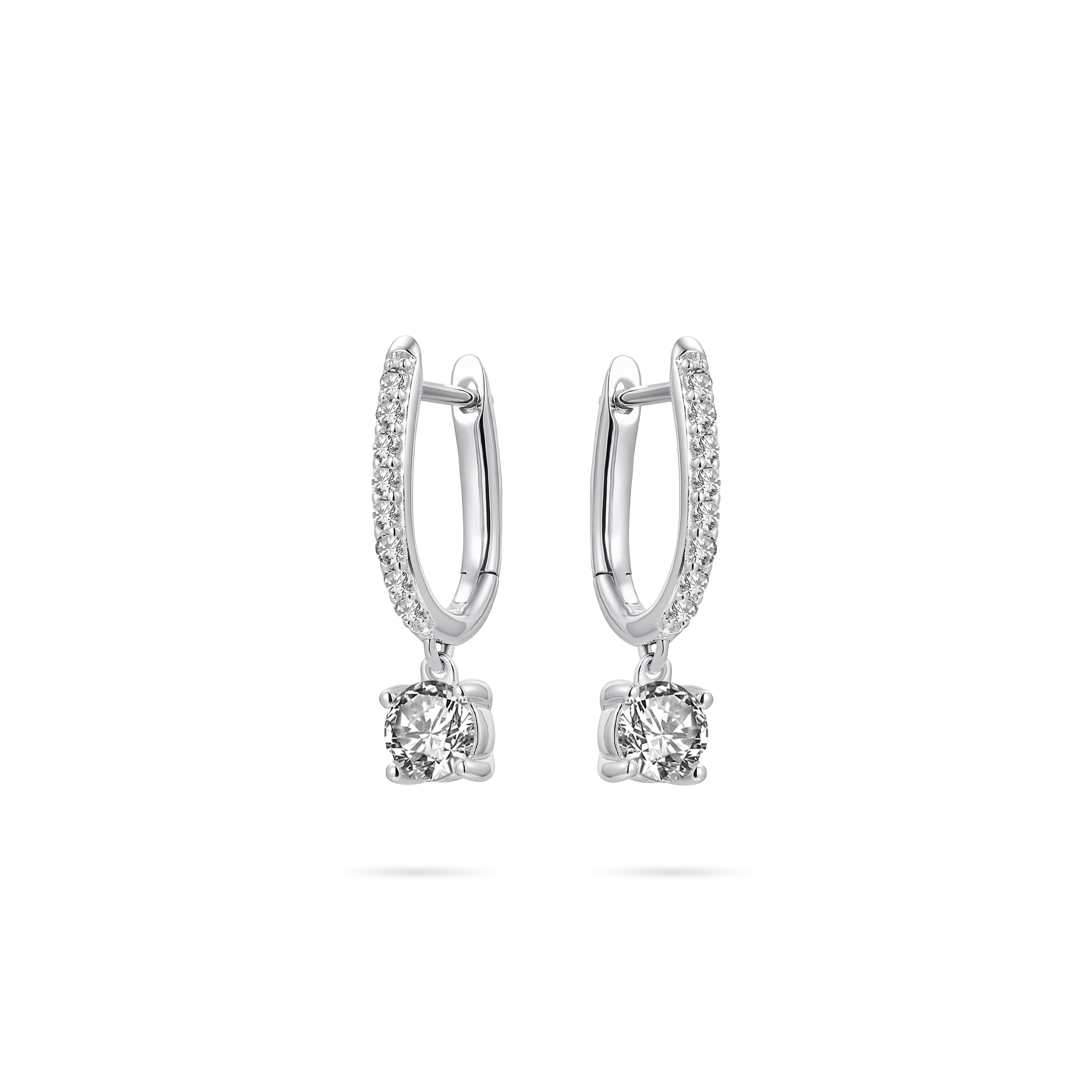 Gisser Jewels Charm Hoop Earrings Silver with Zirconia Stone