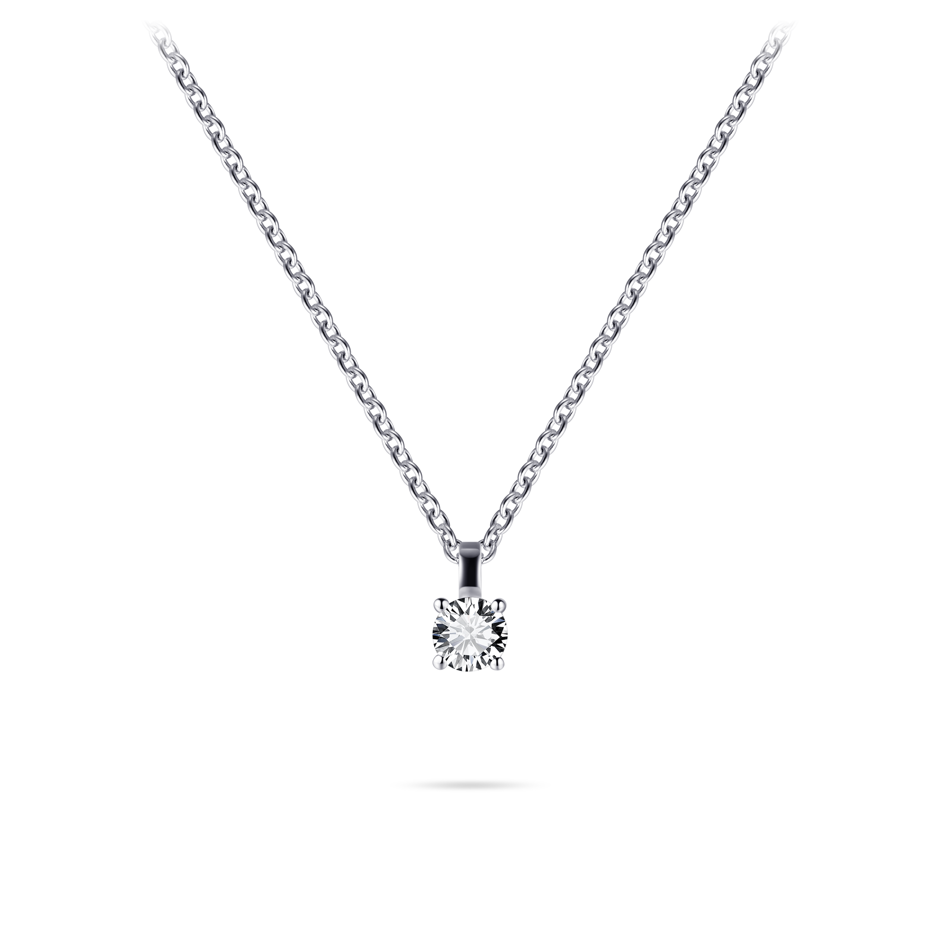 Gisser Jewels Silver Necklace with a Round Zirconia Stone