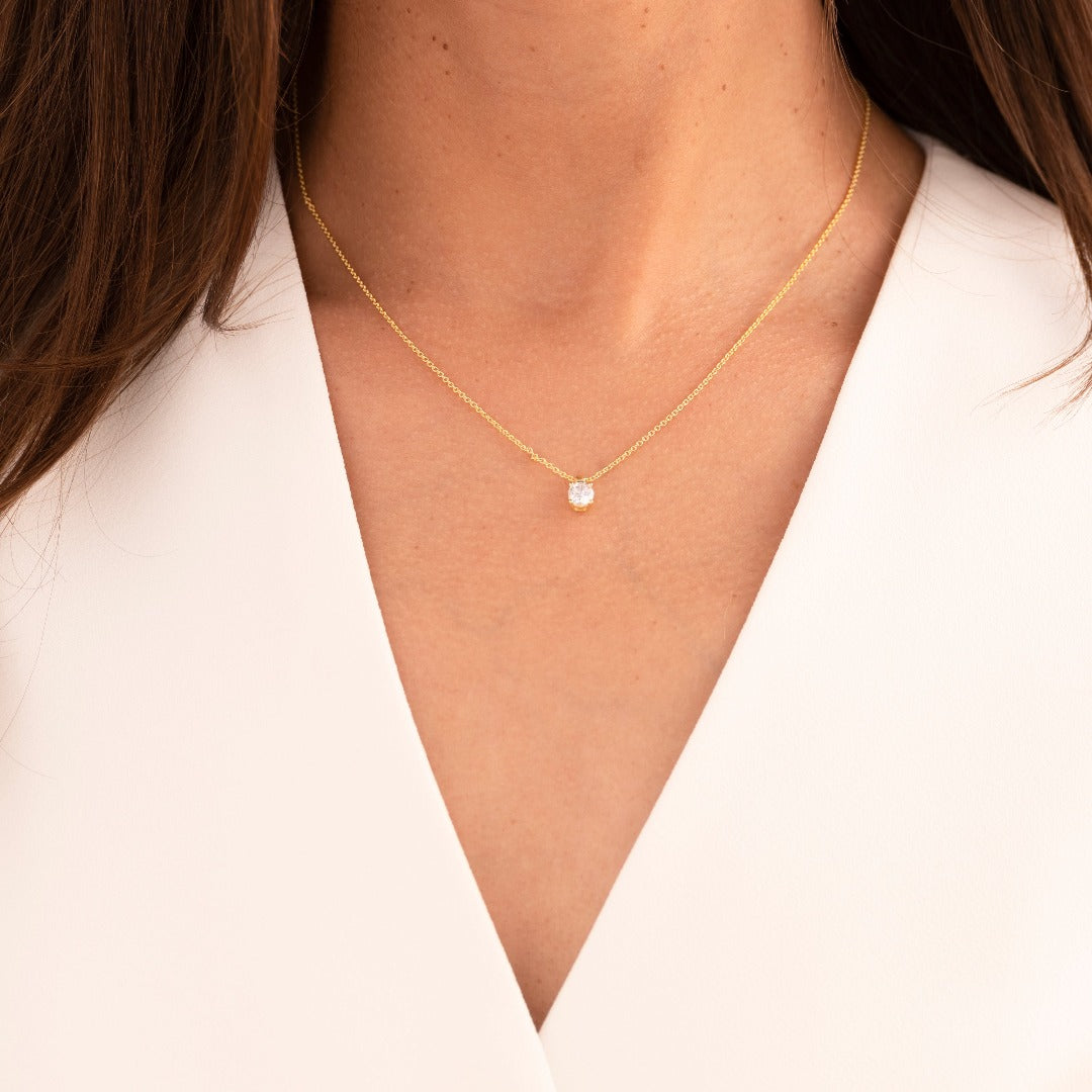 Brilliant Round Necklace | Gold Plated Silver | Gisser Jewels