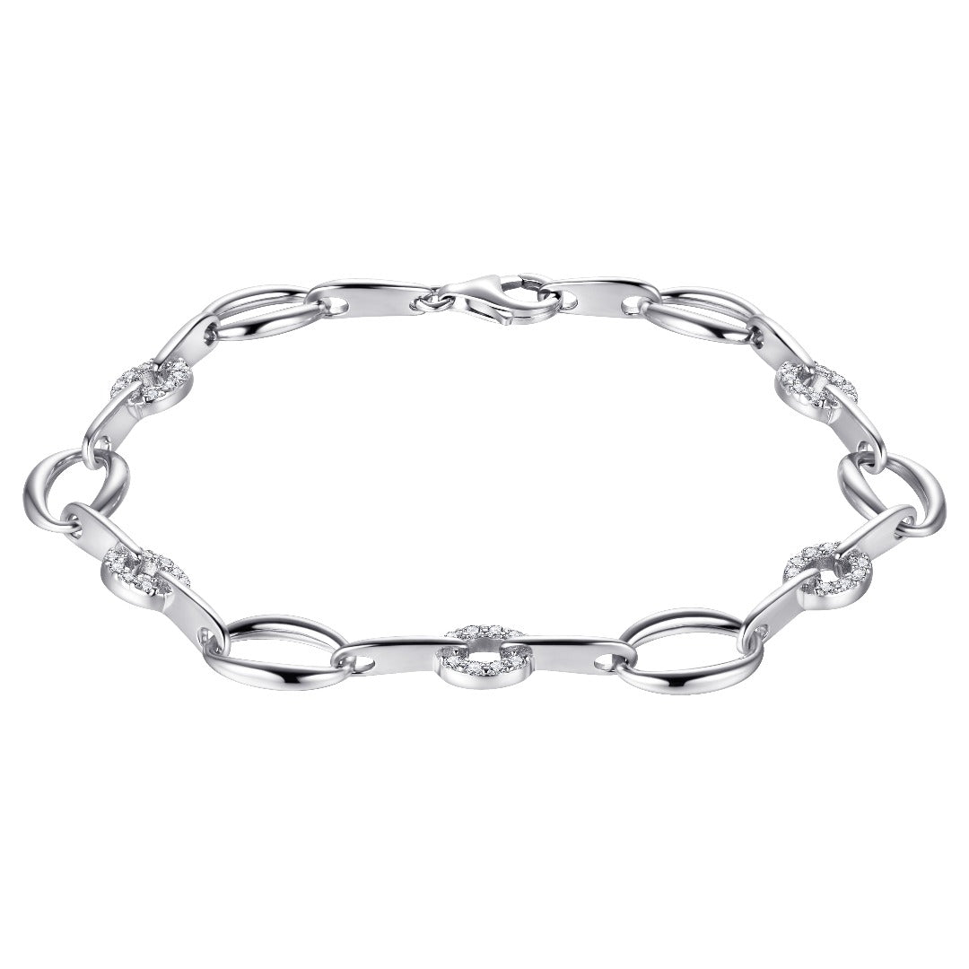 Gisser Jewels Classic Link Bracelet Silver with Zirconia Stones-1