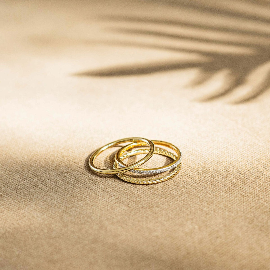 Delicate Pave Stackable Ring | 14k Yellow Gold | Gisser Jewels