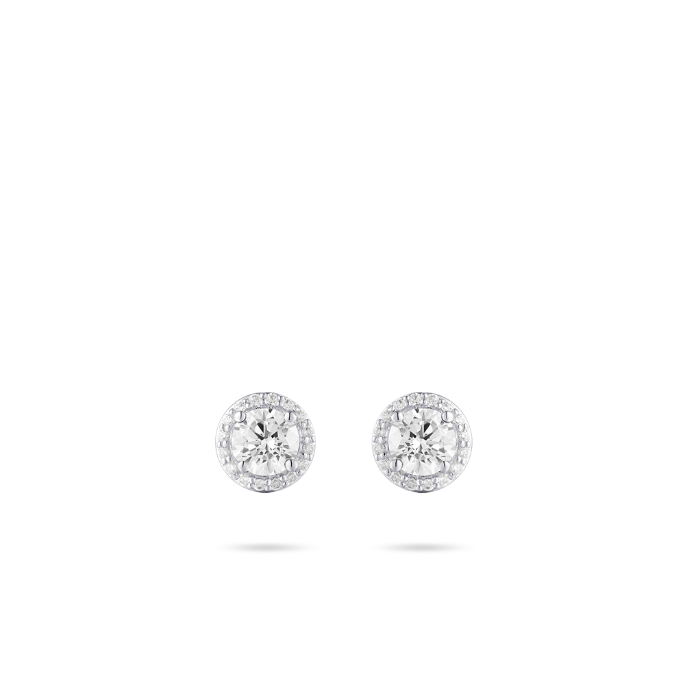 Gisser Jewels Silver Rhodium Plated Mini Halo Ear Studs