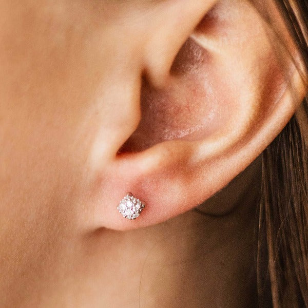 Gisser Jewels Silver Rhodium Plated Mini Dashing Details Ear Studs