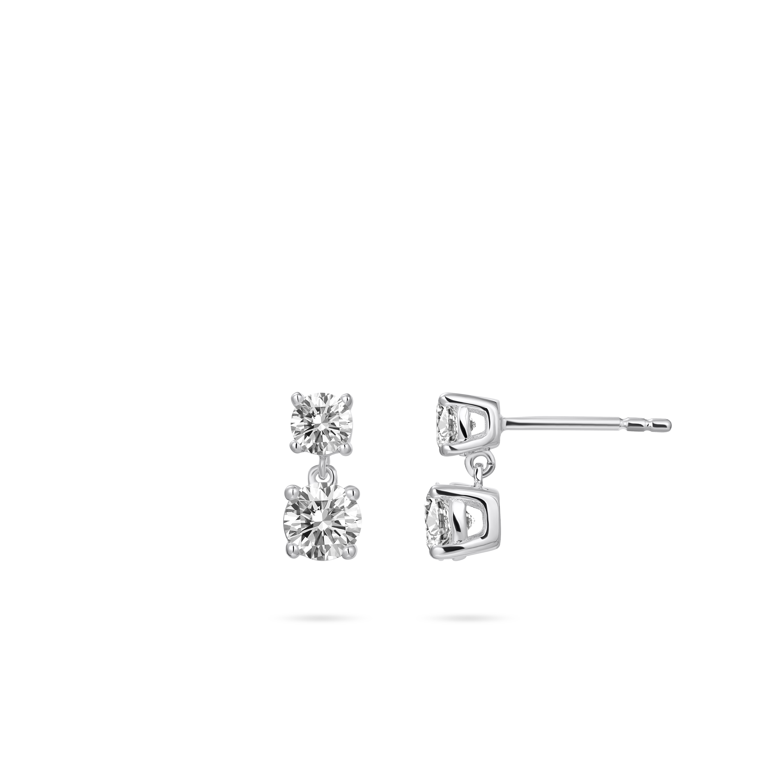 Gisser Jewels Silver Rhodium Plated Double Brilliant Stud Earrings