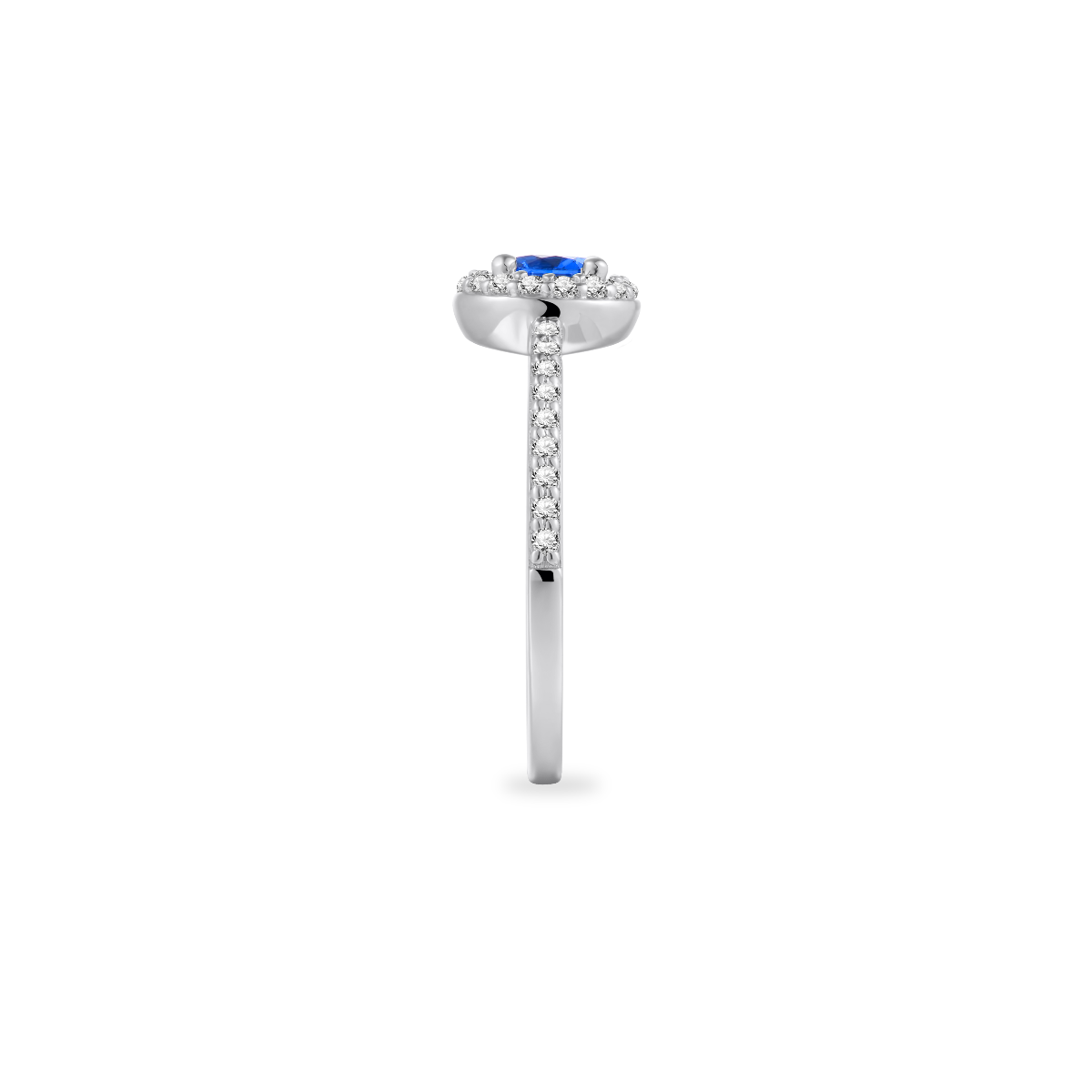 Gisser Jewels Silver Rhodium Plated Halo Ring Blue-1