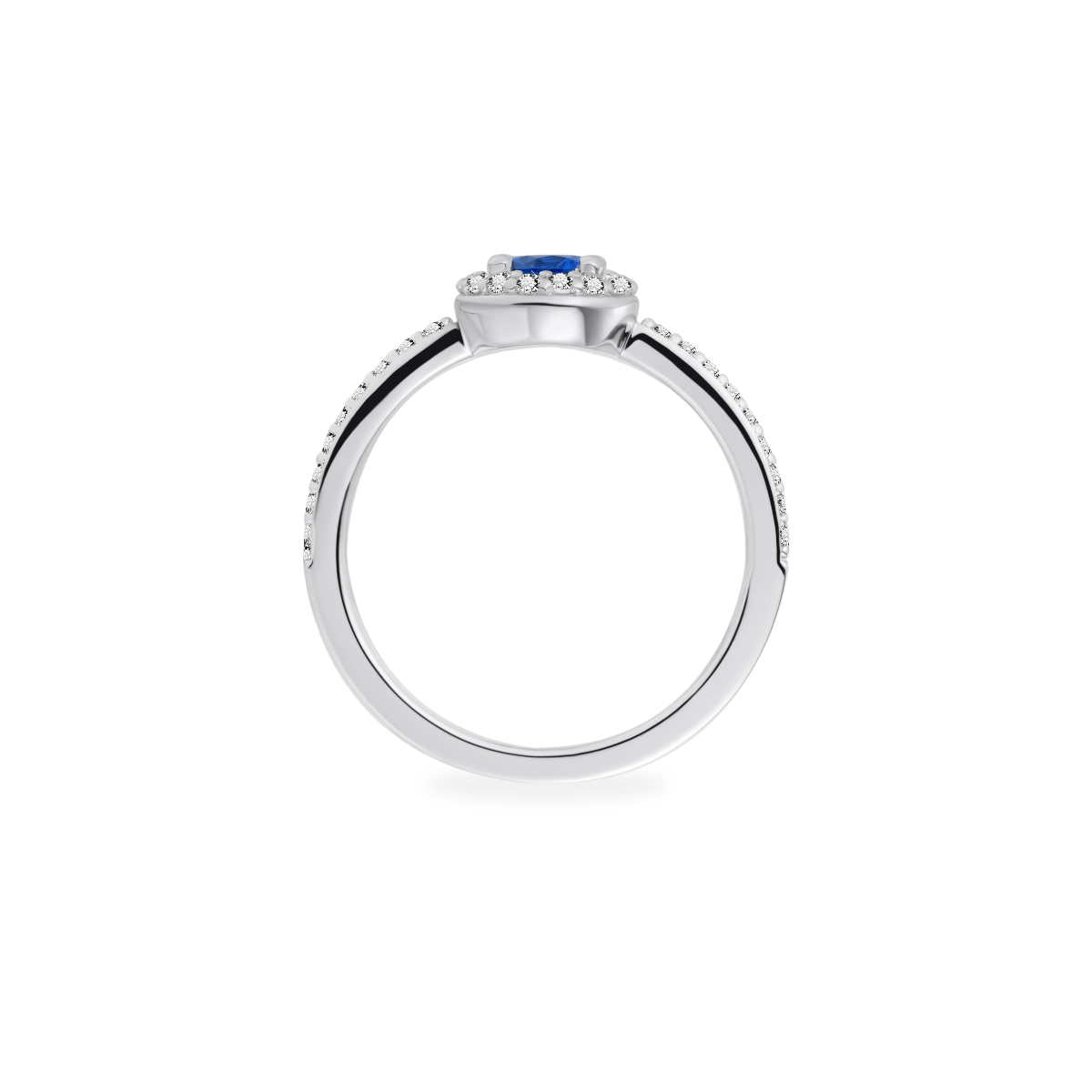 Gisser Jewels Silver Rhodium Plated Halo Ring Blue-2