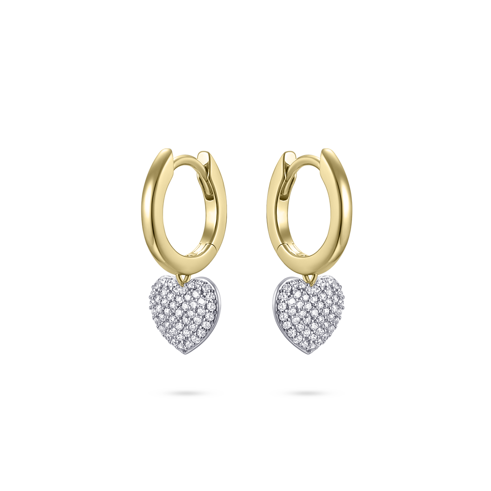Gisser Jewels Silver Gold Plated Pave Love Hoops