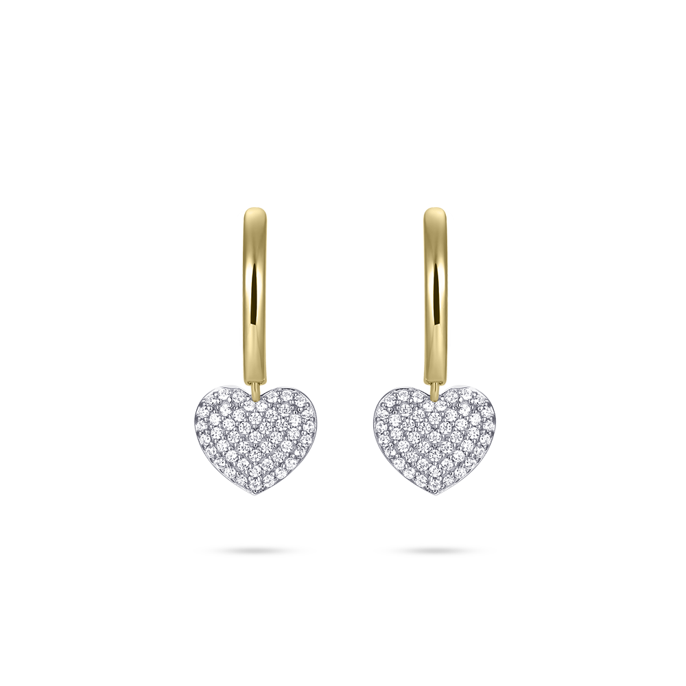 Gisser Jewels Silver Gold Plated Pave Love Hoops
