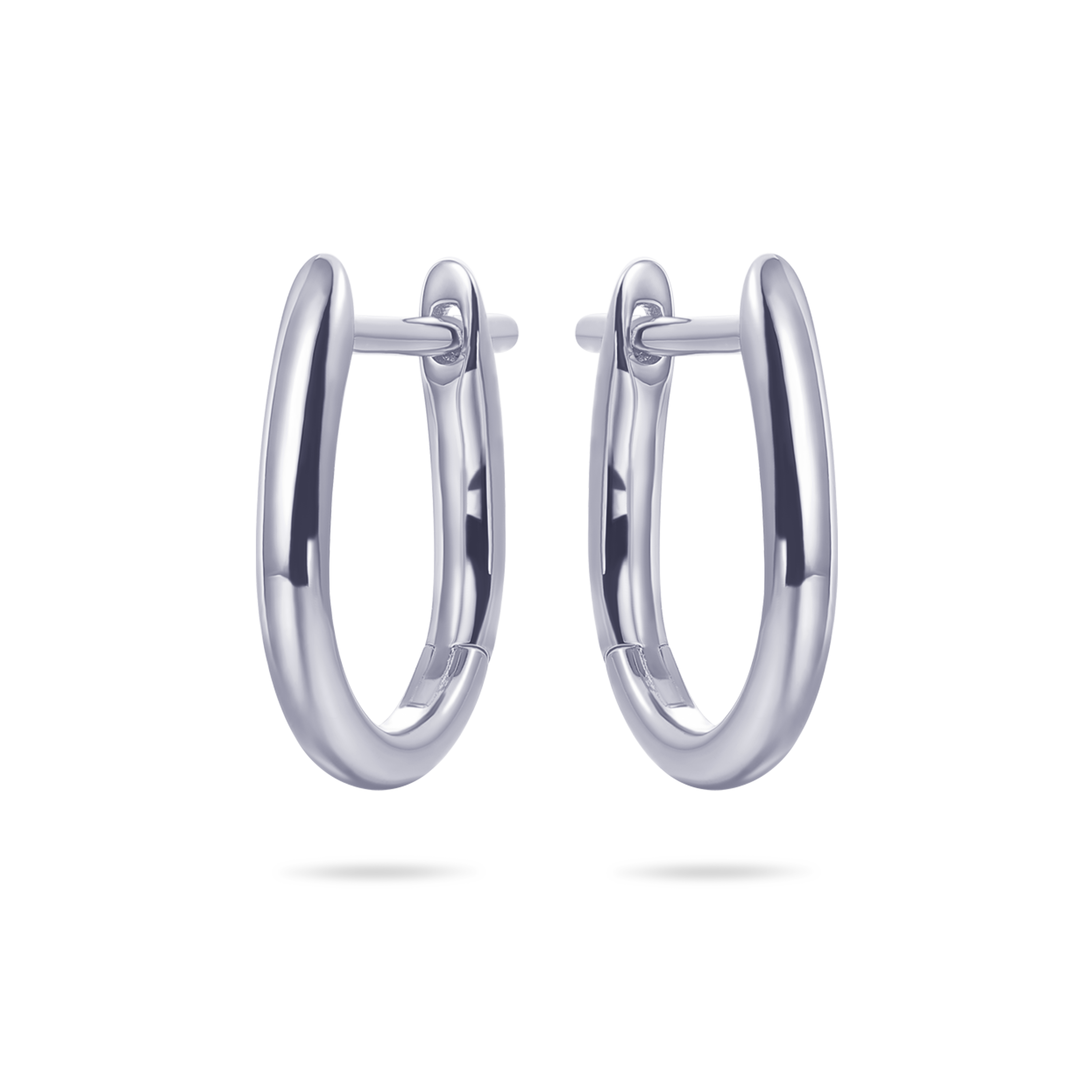 Gisser Jewels Silver Rhodium Plated Polished Oval Hoop Earrings