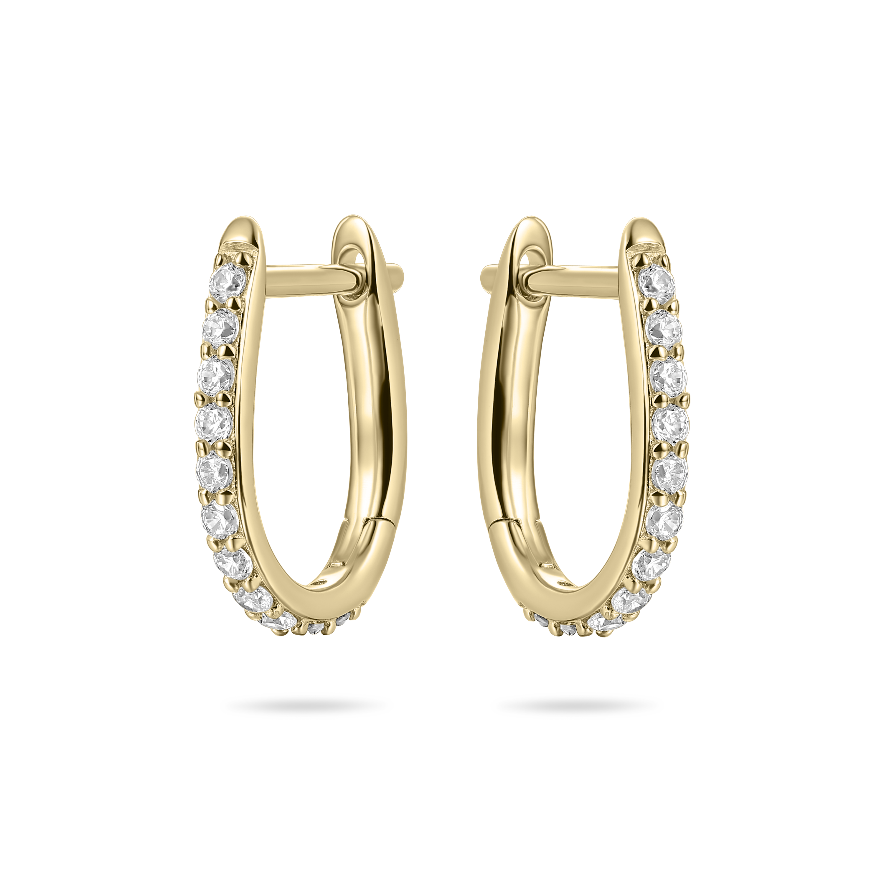 Gisser Jewels Silver Gold Plated Pave Oval Hoop Earrings