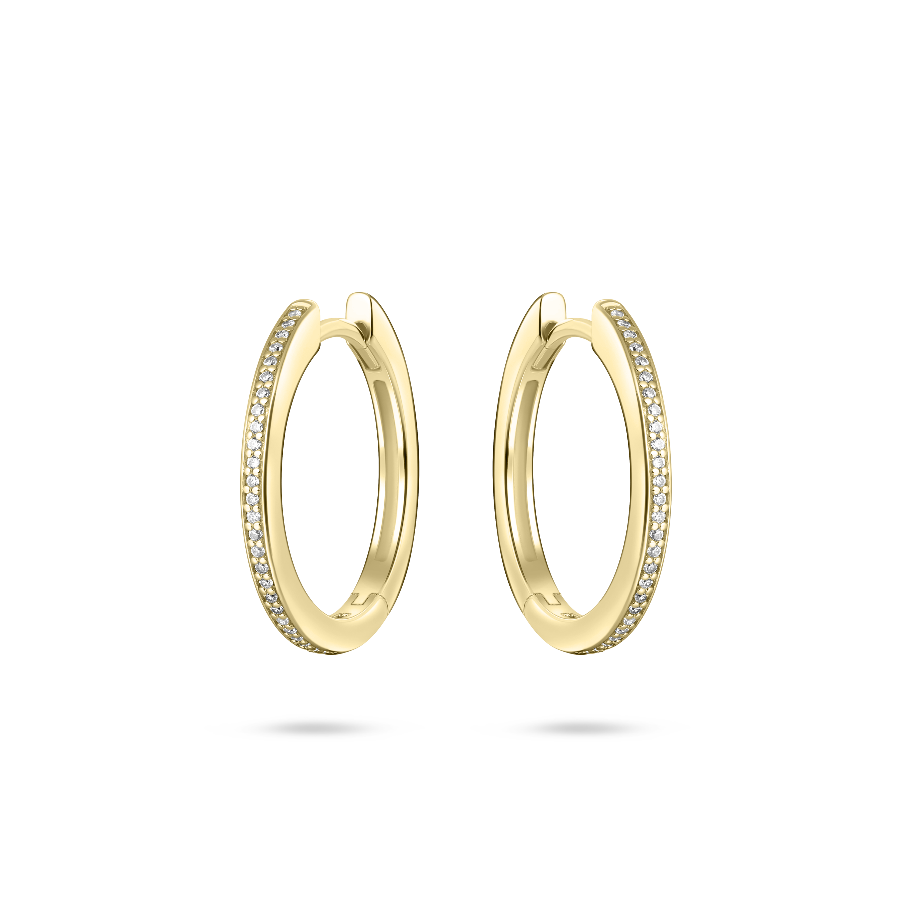 Gisser Jewels Hoop Earrings Gold Plated Silver with Zirconia Stones