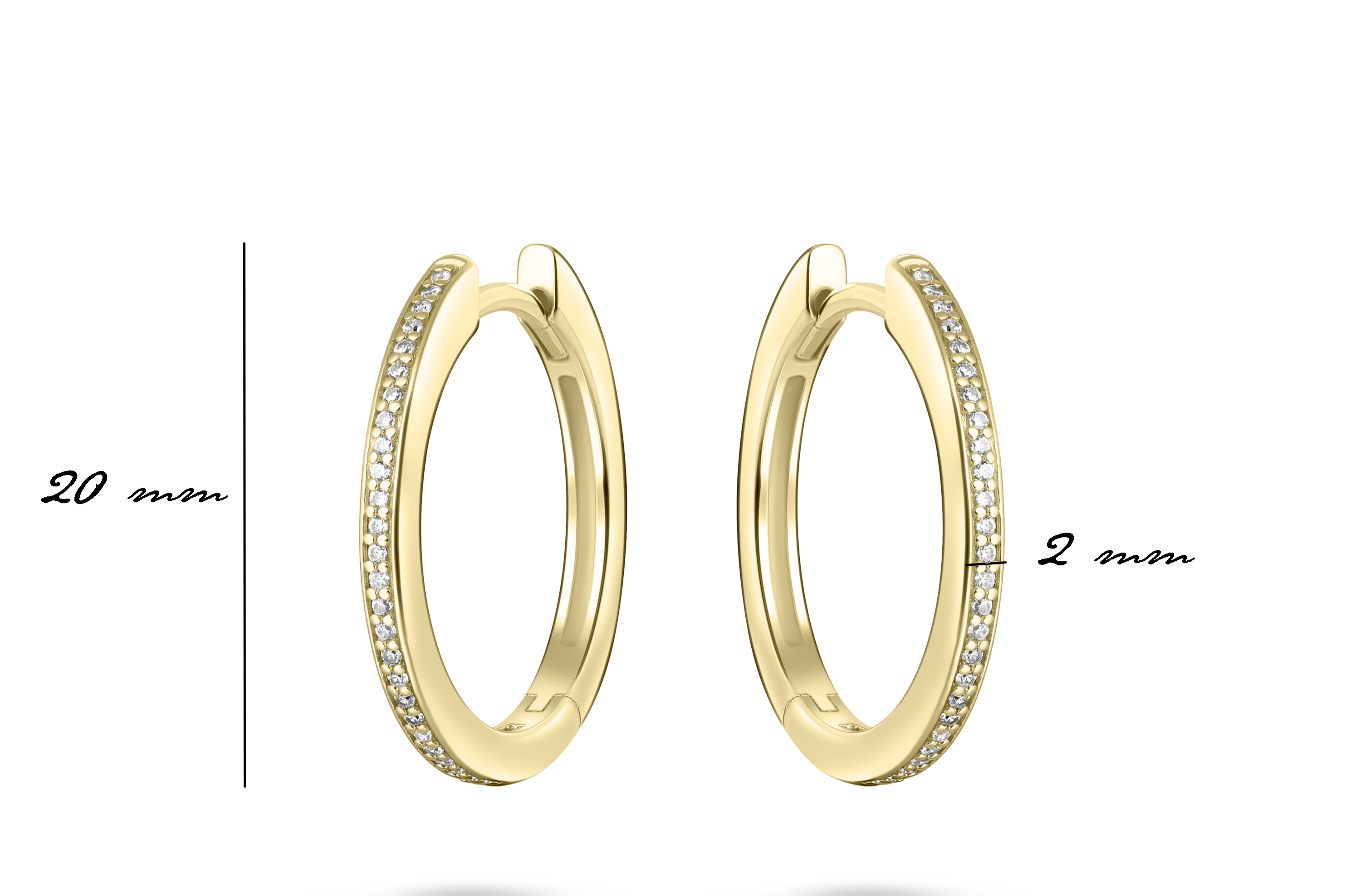 Gisser Jewels Hoop Earrings Gold Plated Silver with Zirconia Stones