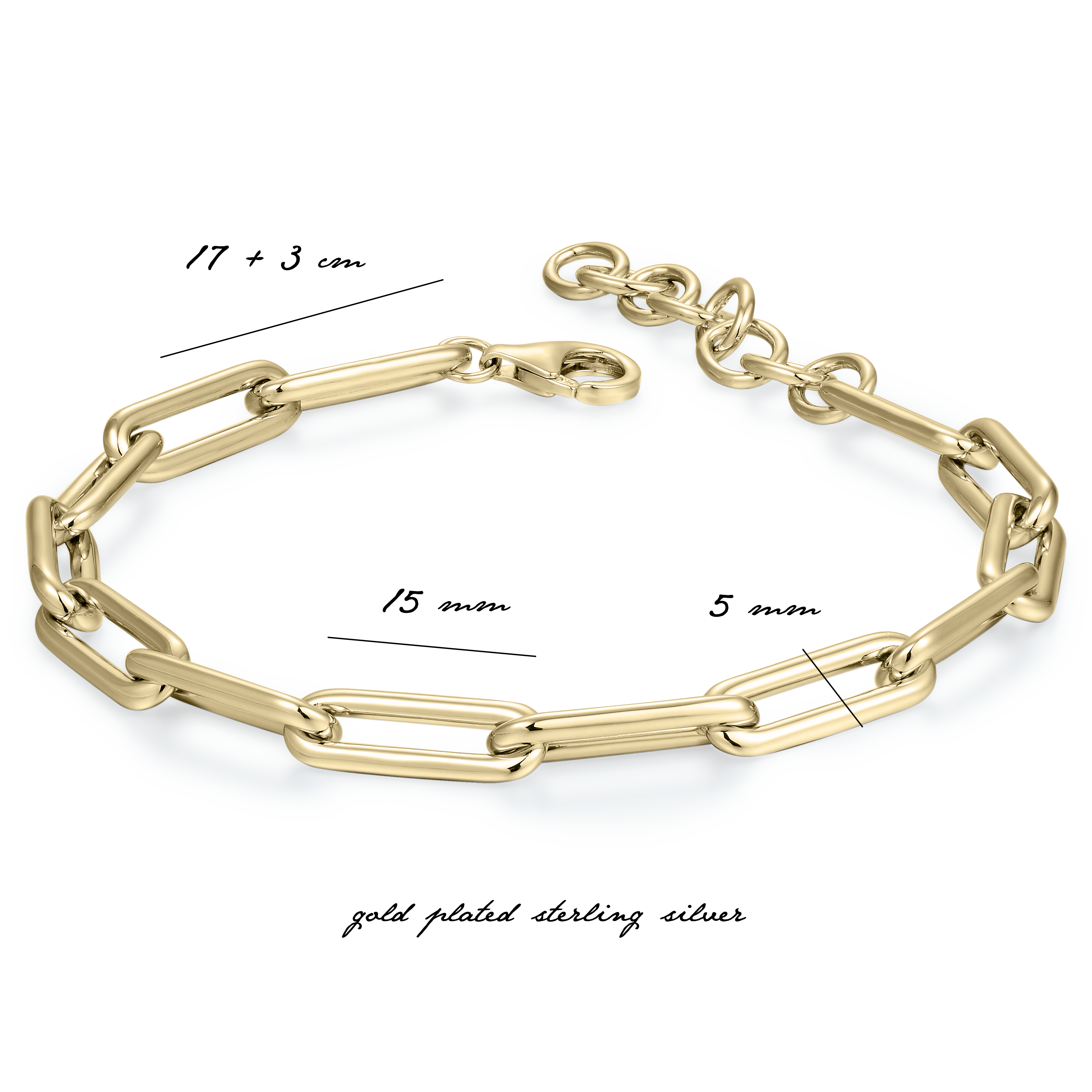 Gisser Jewels Silver Gold Plated Long Icon Link Bracelet