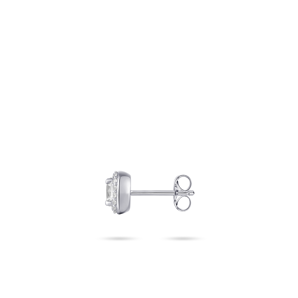 Gisser Jewels Silver Rhodium Plated Mini Halo Ear Studs-3