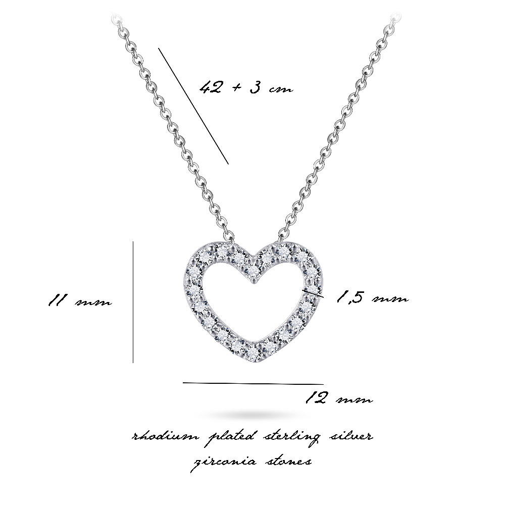 Gisser Jewels Silver Rhodium Plated Sparkling Heart Necklace-3