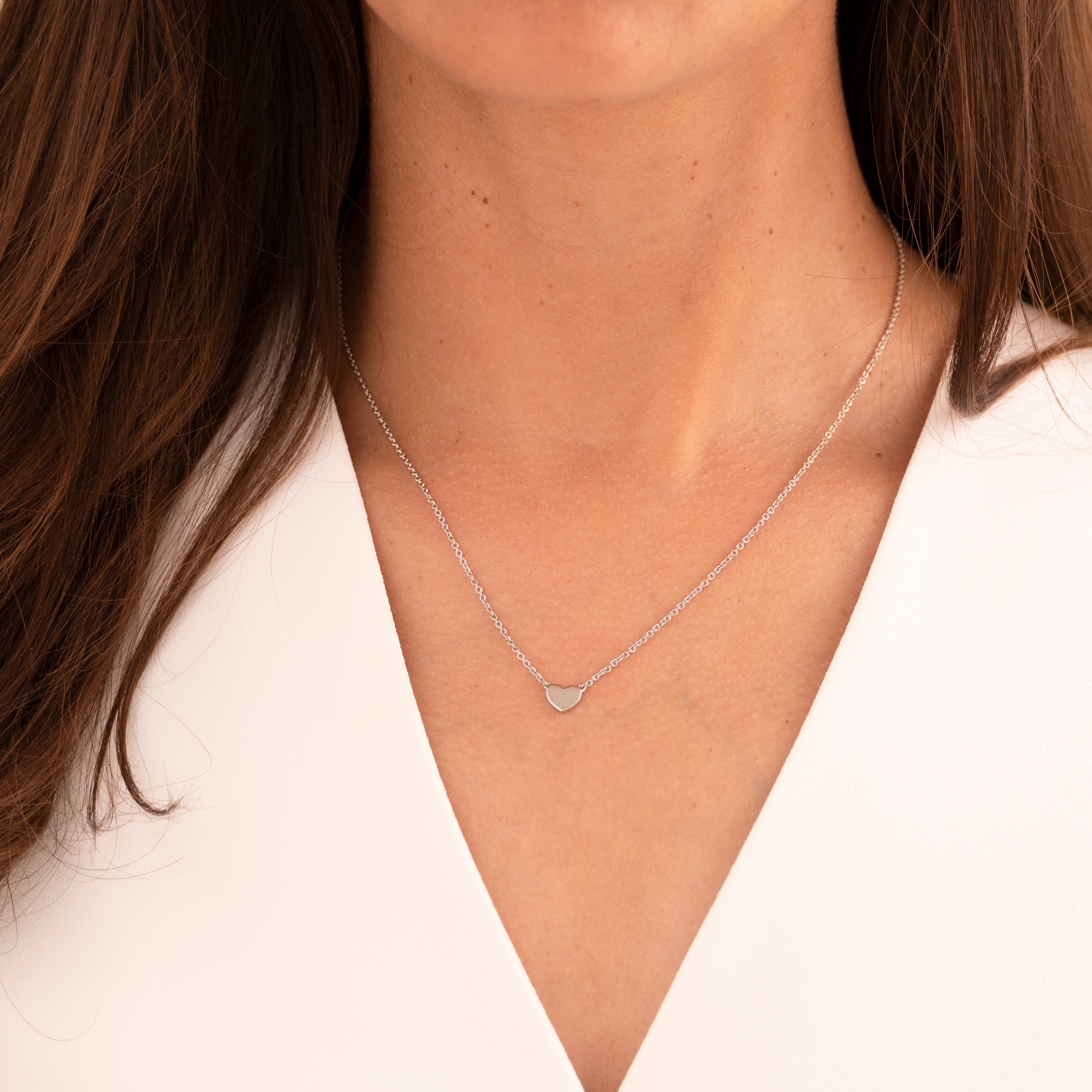 Gisser Jewels Silver Rhodium Plated Minimal Heart Necklace