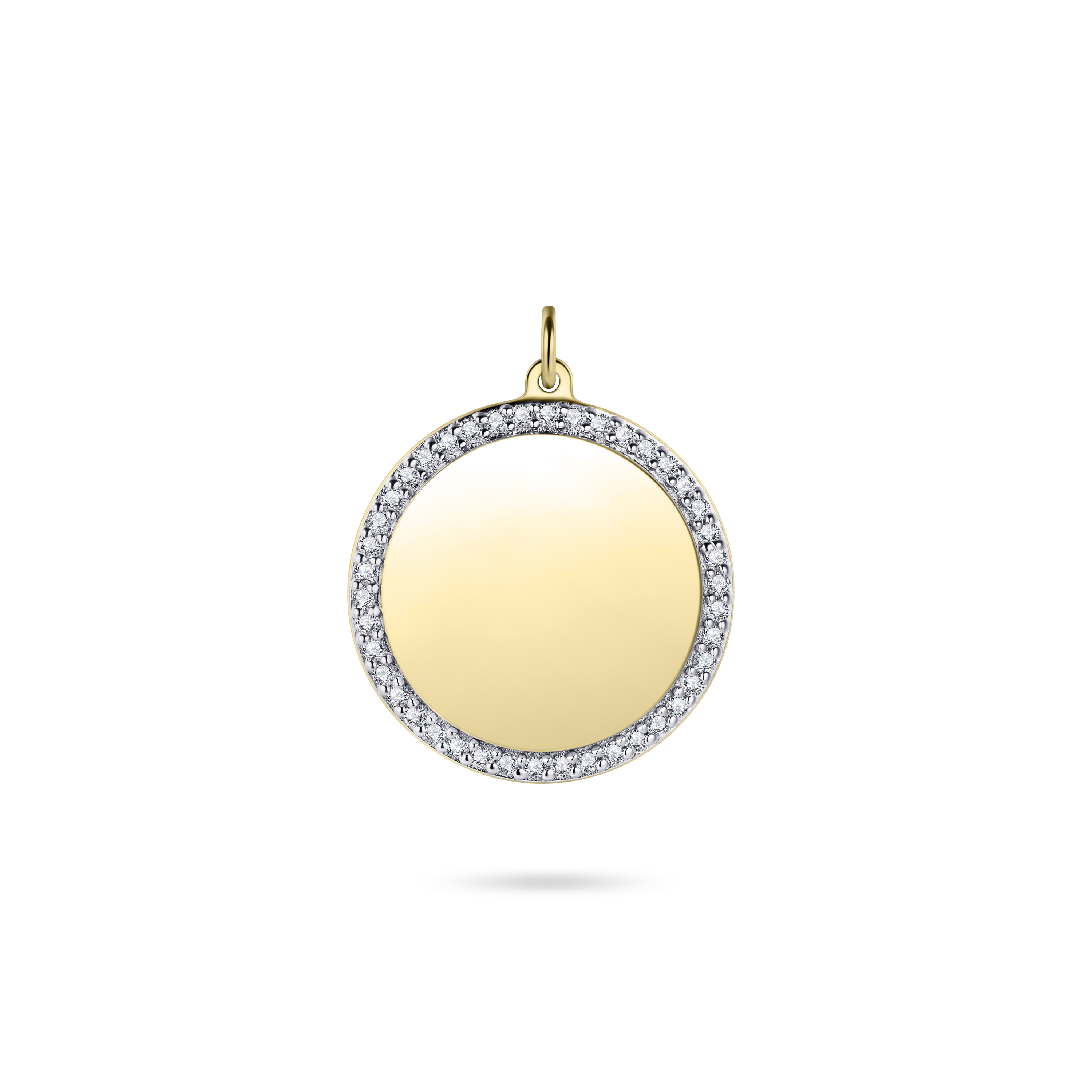 Gisser Jewels Silver Gold Plated Engravable Coin Pendant with Stones