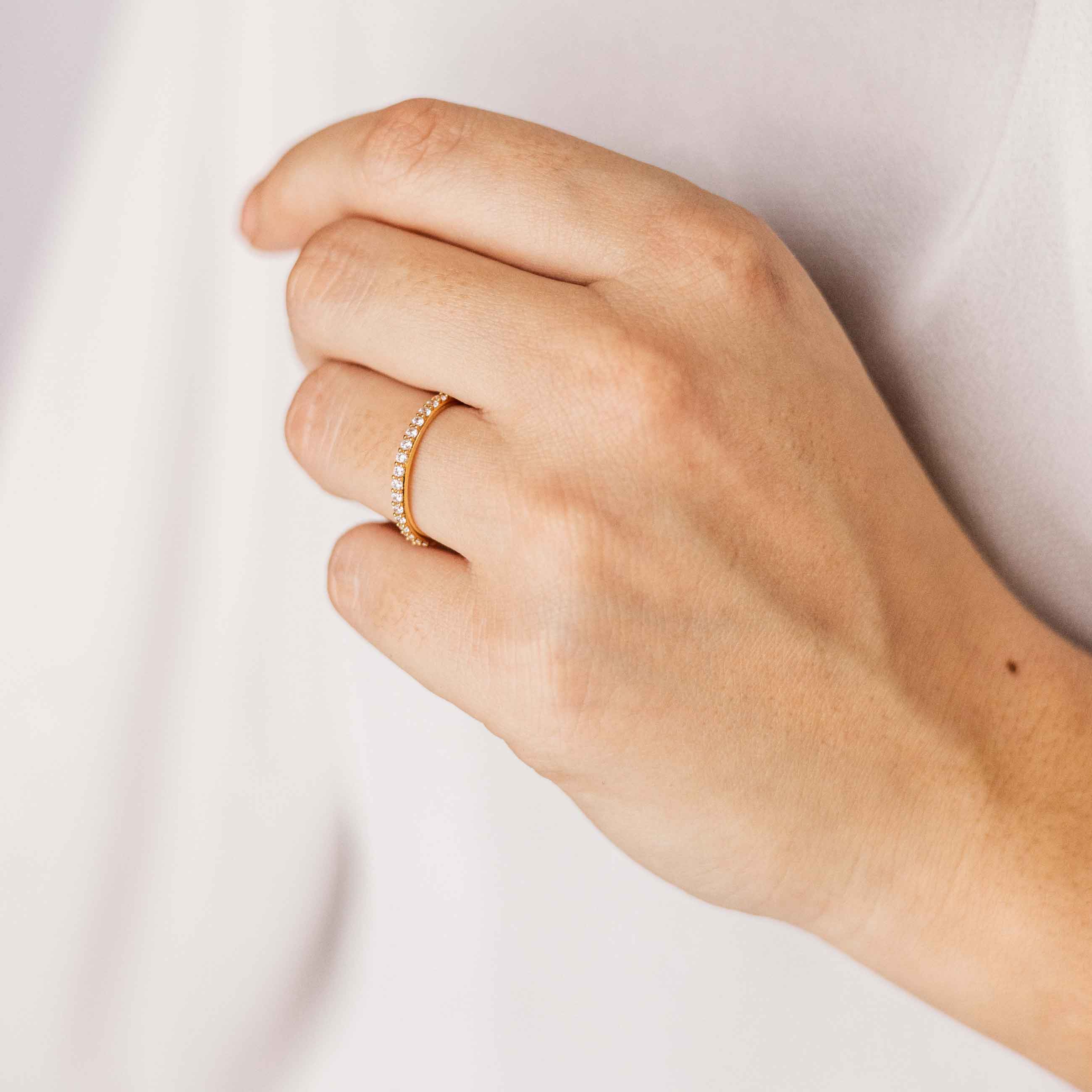 Pave Stackable Ring | Silver Gold Plated | Gisser Jewels-3