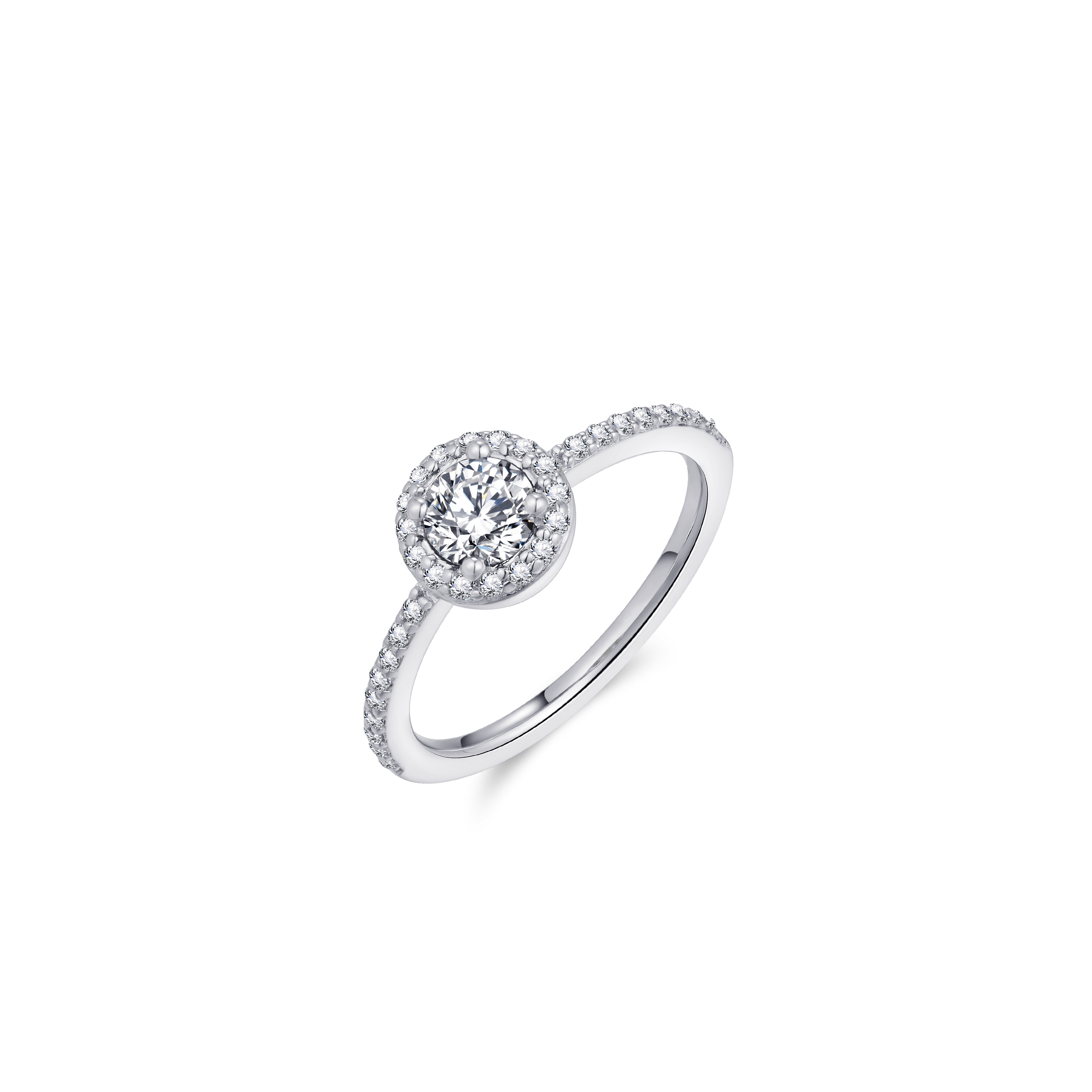 Gisser Jewels Silver Rhodium Plated Halo Ring