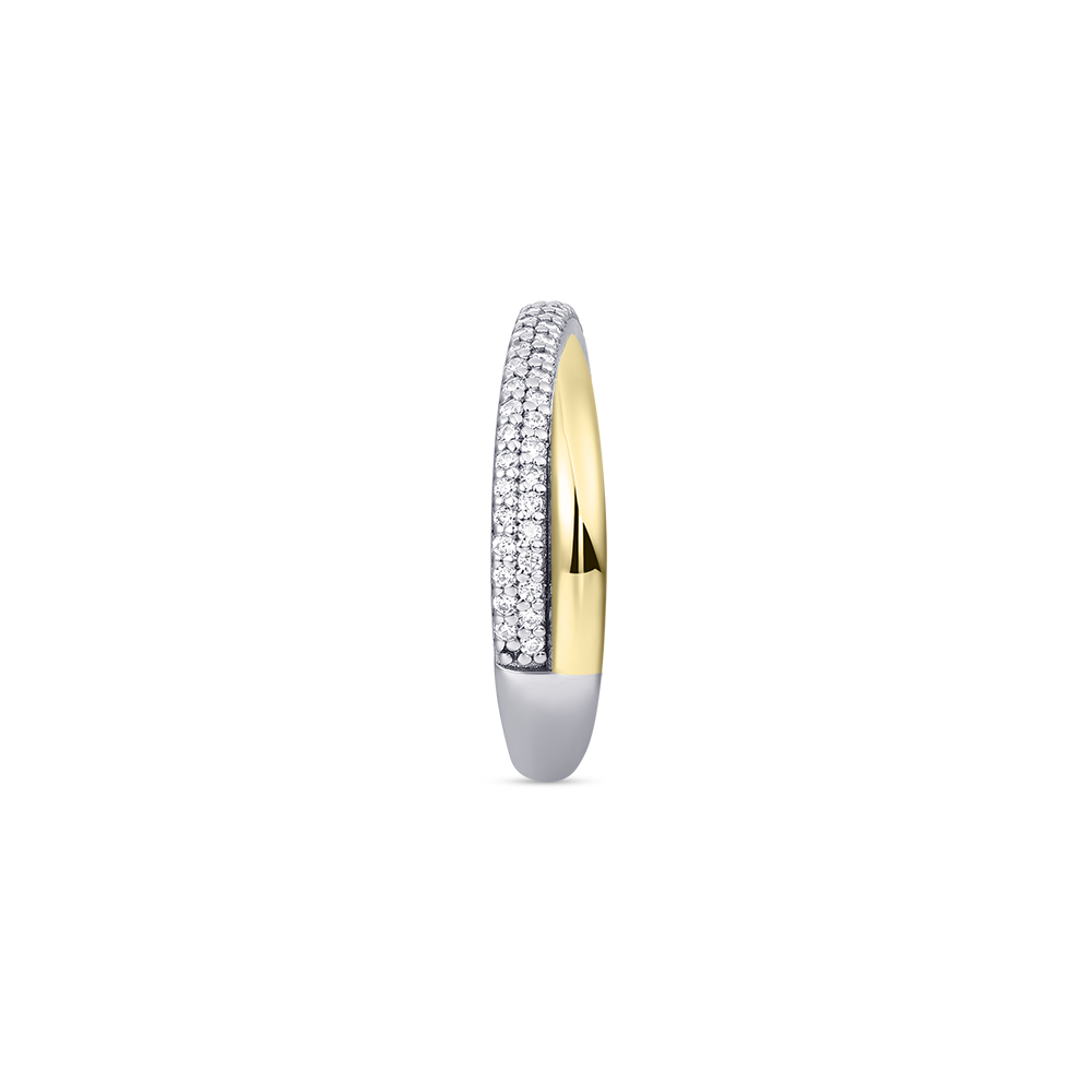 Gisser Jewels Silver Gold Plated Crossing Bold Pave Bands Ring